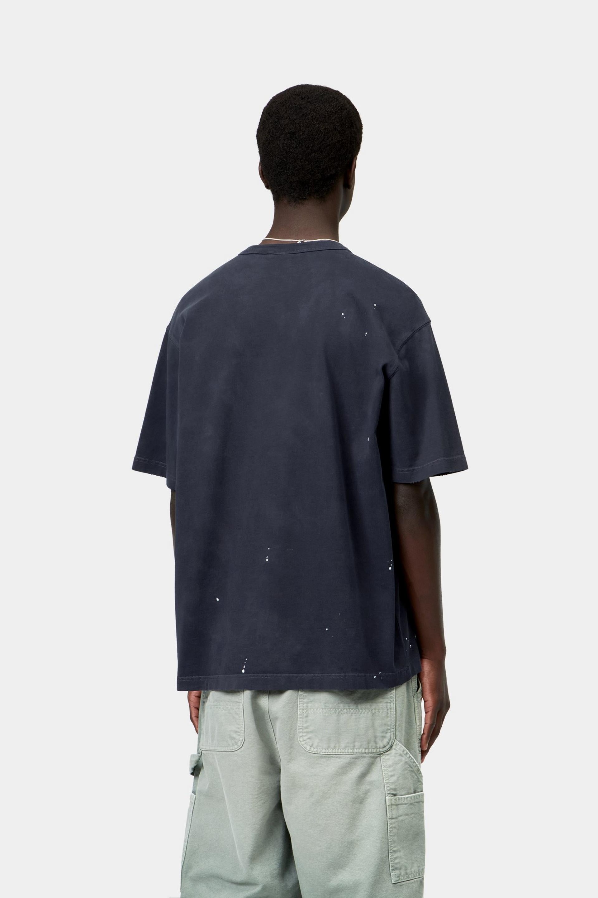 S/S Painter T-Shirt - Dark Navy, Destroy wash, splatter 3