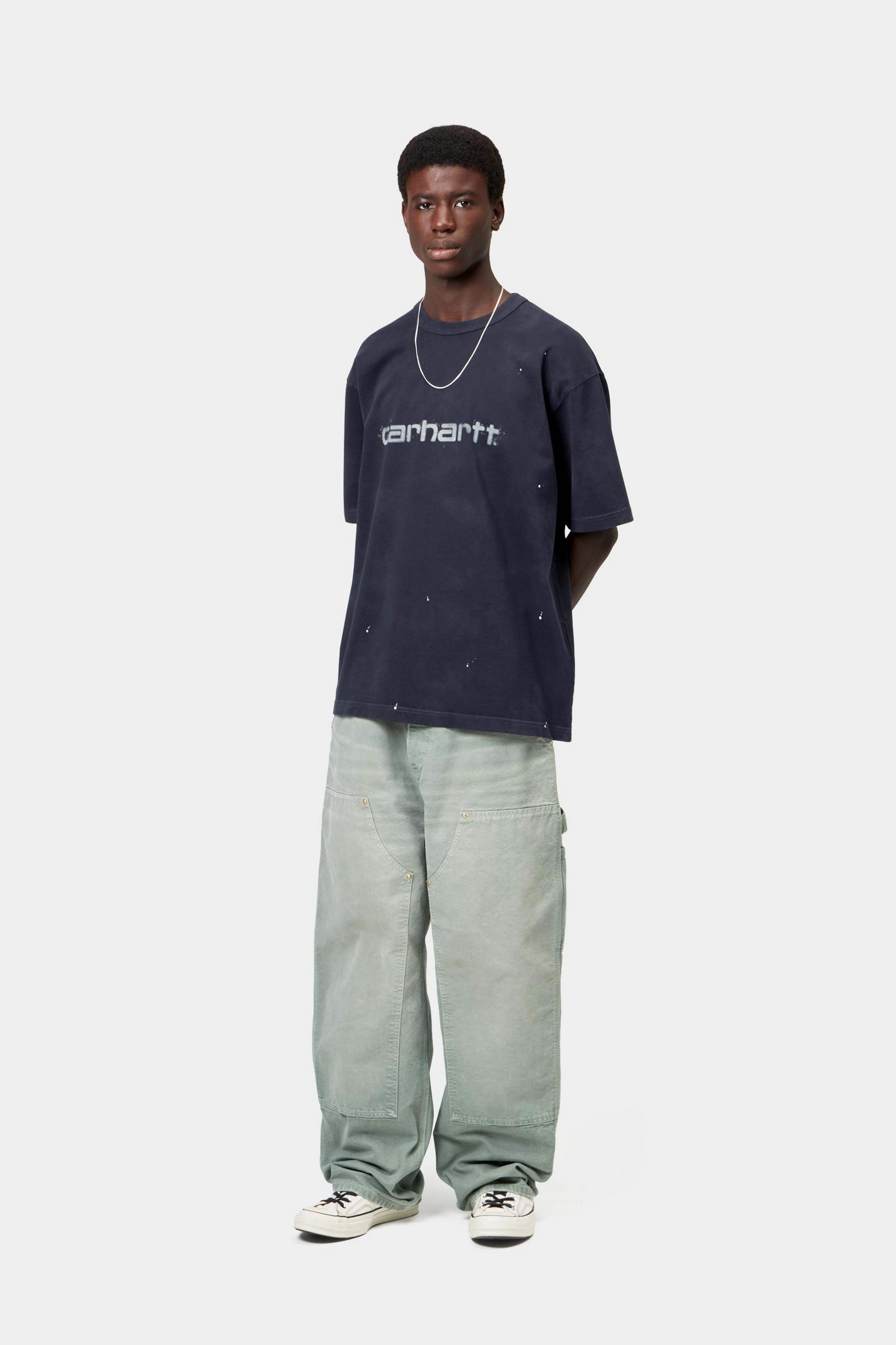 S/S Painter T-Shirt - Dark Navy, Destroy wash, splatter 4