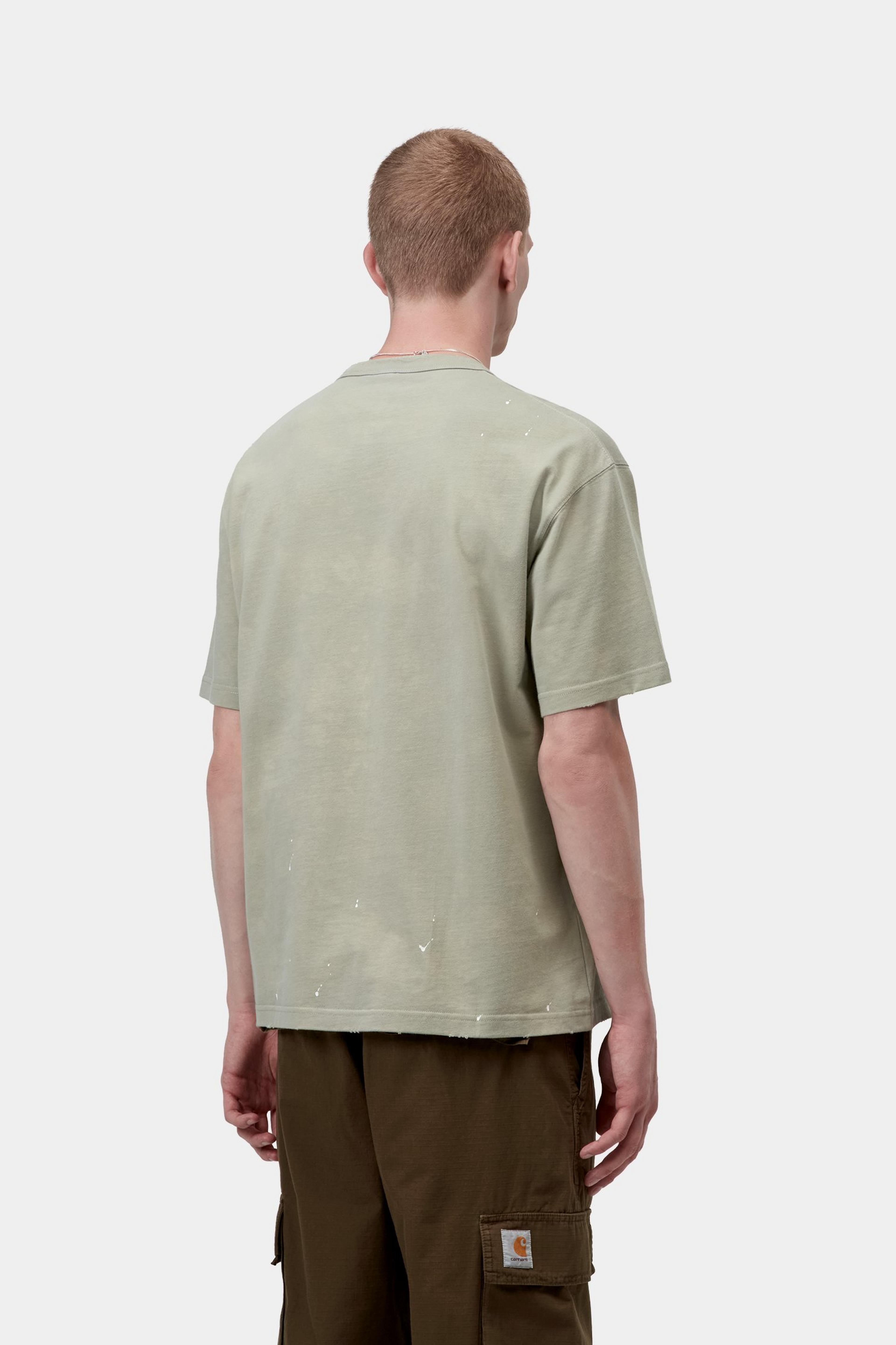 S/S Painter T-Shirt - Shady Green, Destroy wash, splatter