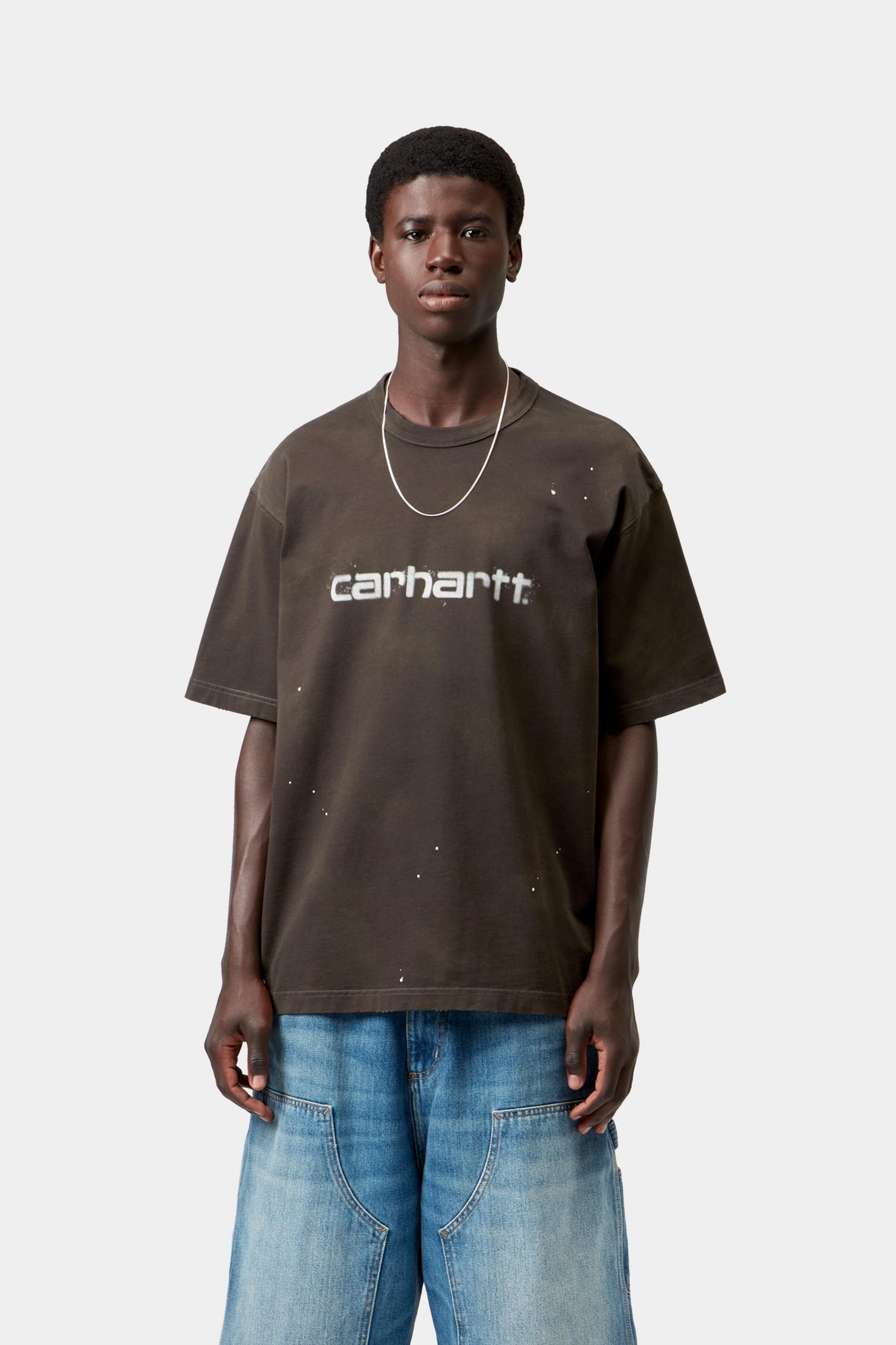 S/S Painter T-Shirt - Tobacco, Destroy wash, splatter 2