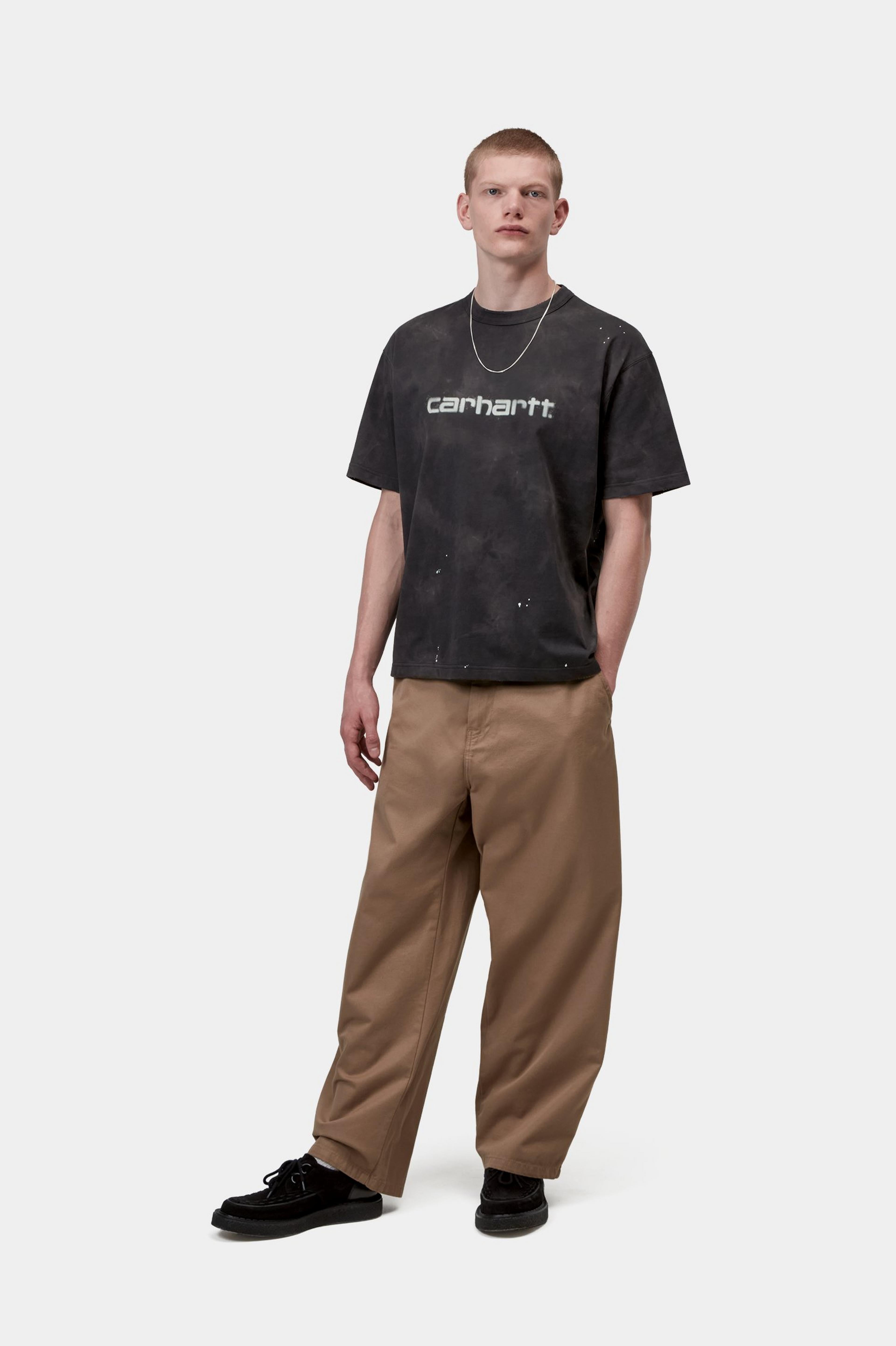 S/S Painter T-Shirt - Black, Destroy wash, splatter