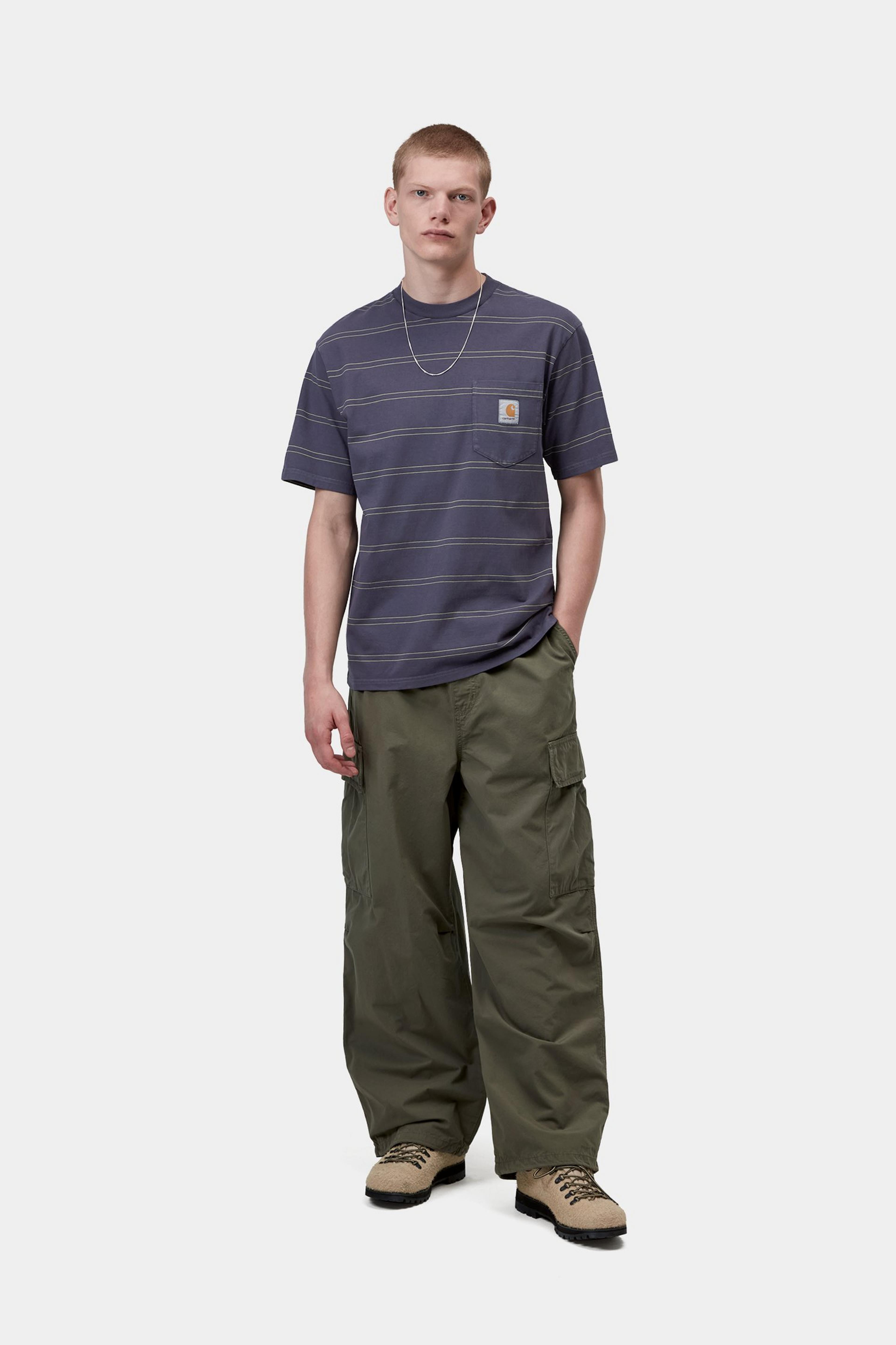 S/S Bert Pocket T-Shirt - Bert Stripe, Shady Purple / Shady Green, Garment dyed