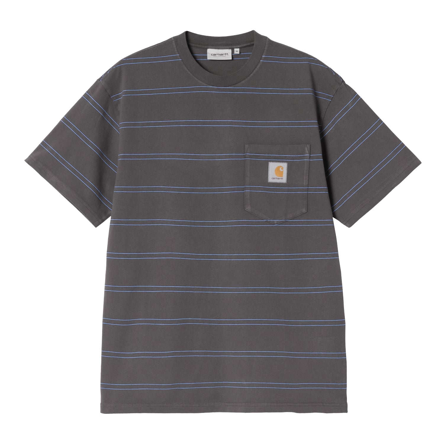 S/S Bert Pocket T-Shirt - Bert Stripe, Graphite / Curacao, Garment dyed