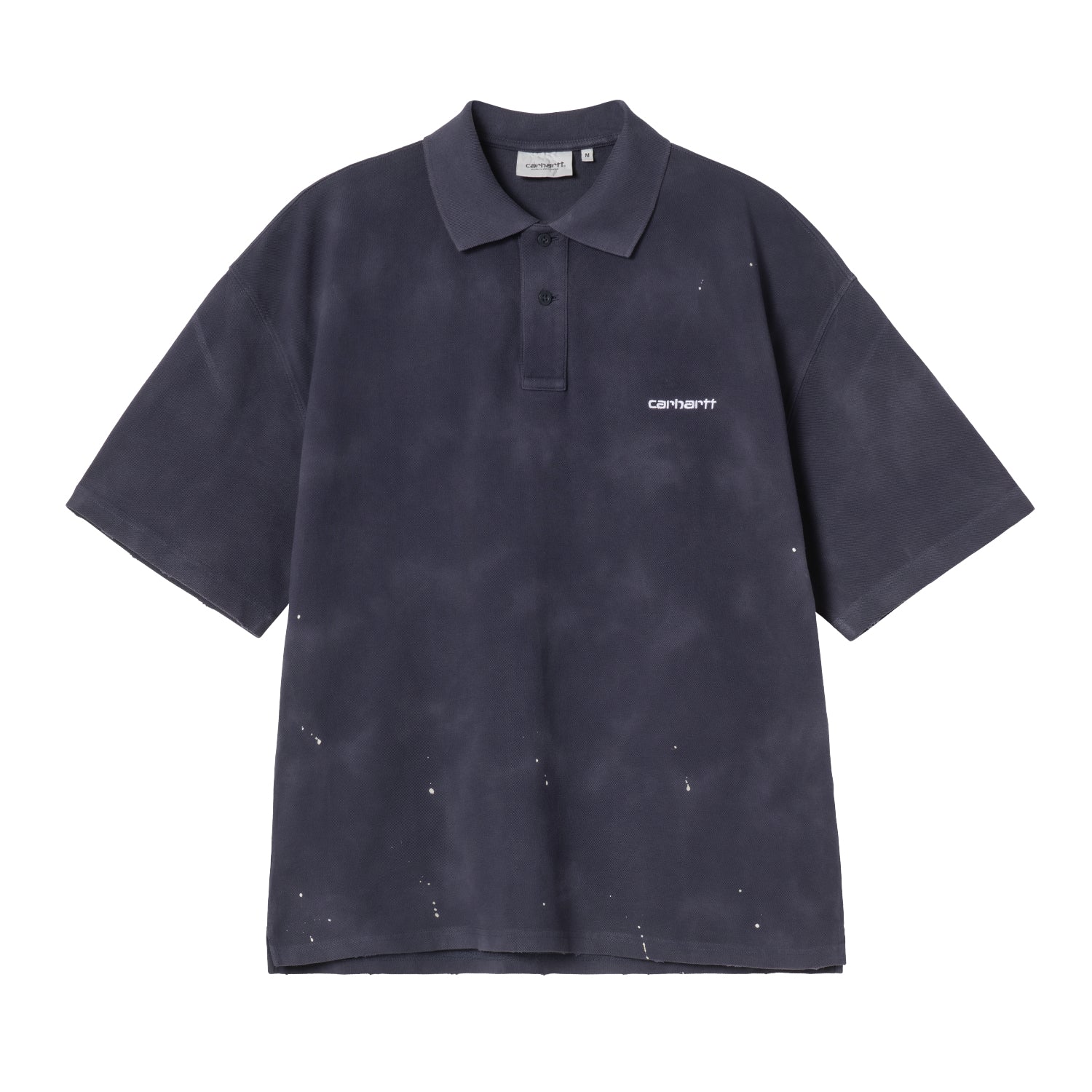 S/S Painter Polo - Dark Navy, Destroy wash, splatter