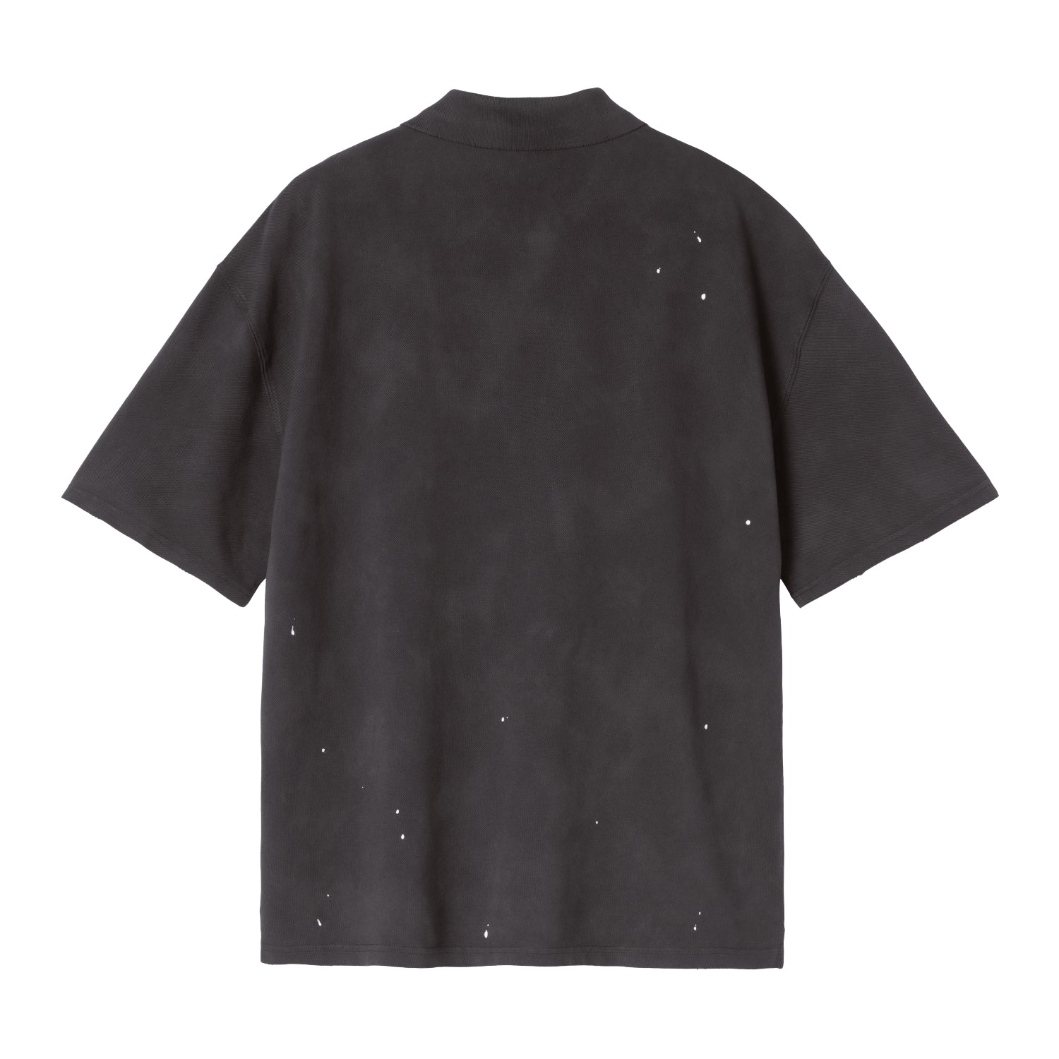 S/S Painter Polo - Black, Destroy wash, splatter