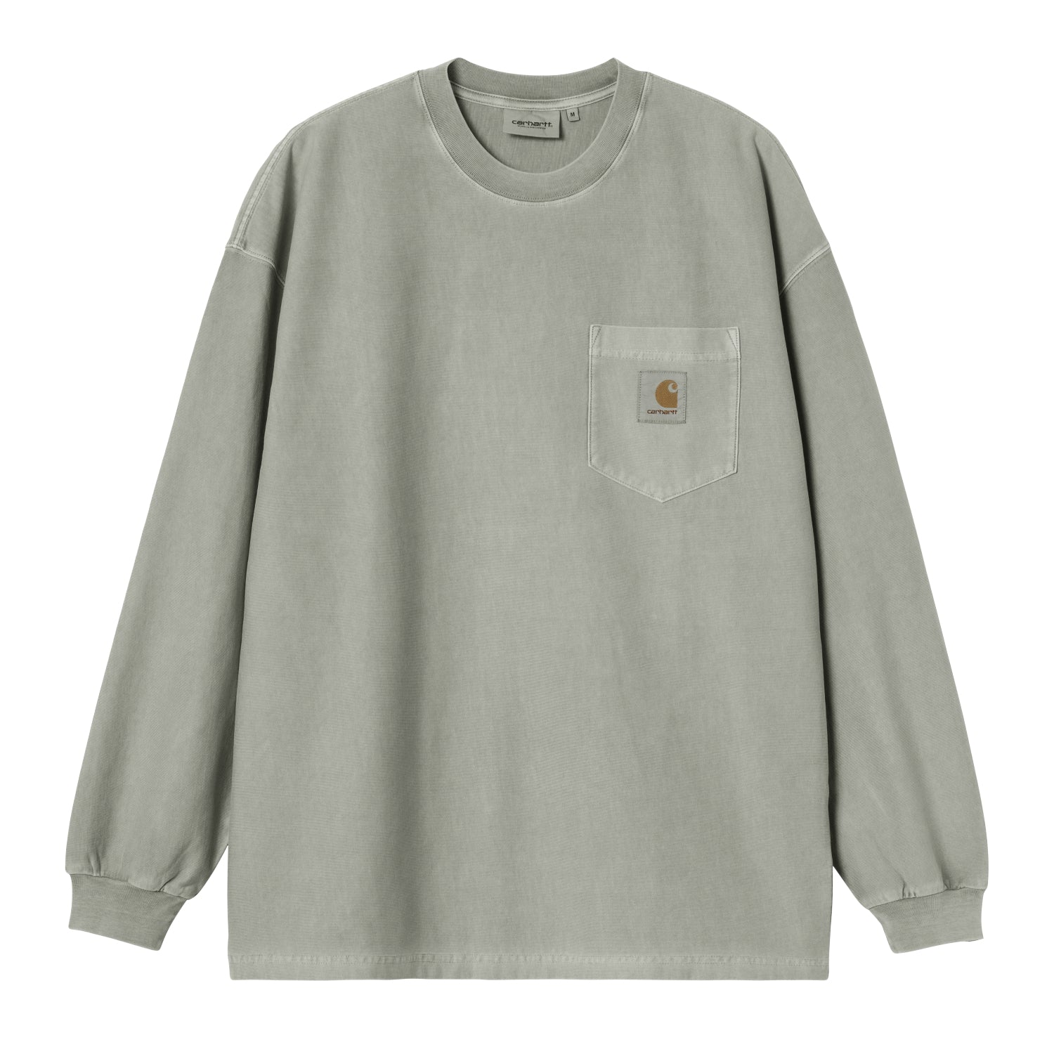 L/S Loose Pocket T-Shirt - Shady Green, Garment dyed