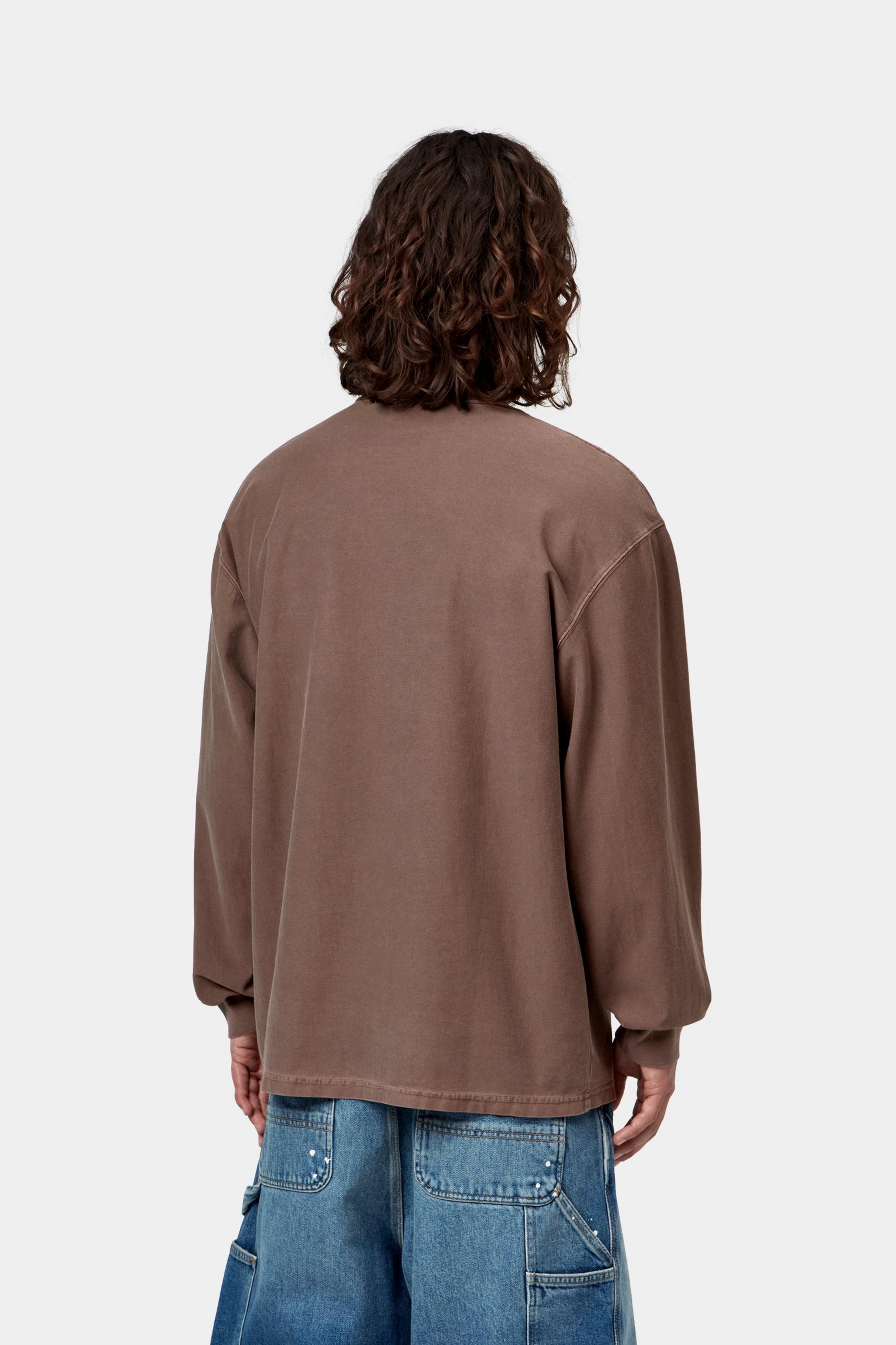 L/S Loose Pocket T-Shirt - Tobacco, Garment dyed