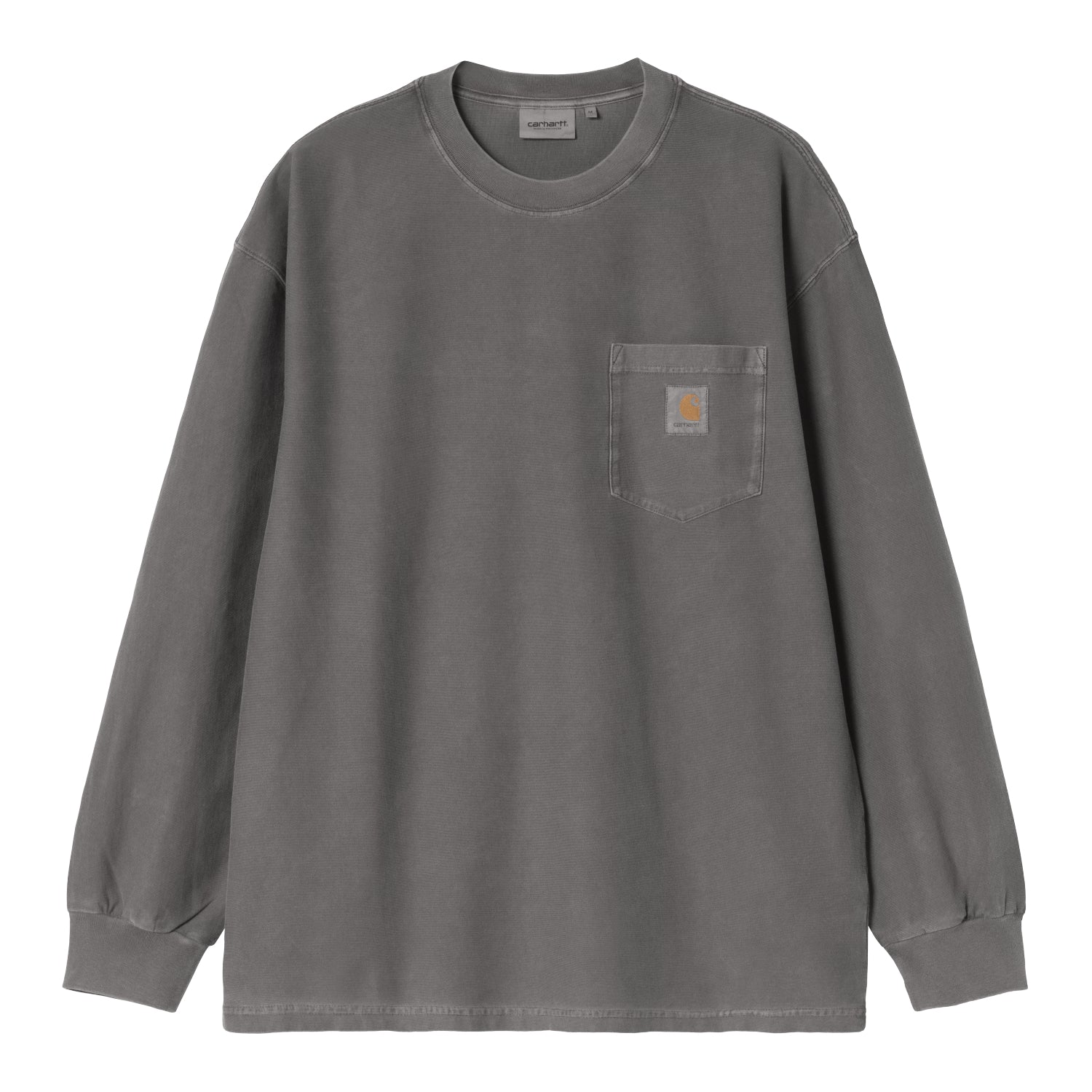 L/S Loose Pocket T-Shirt - Black, Garment dyed