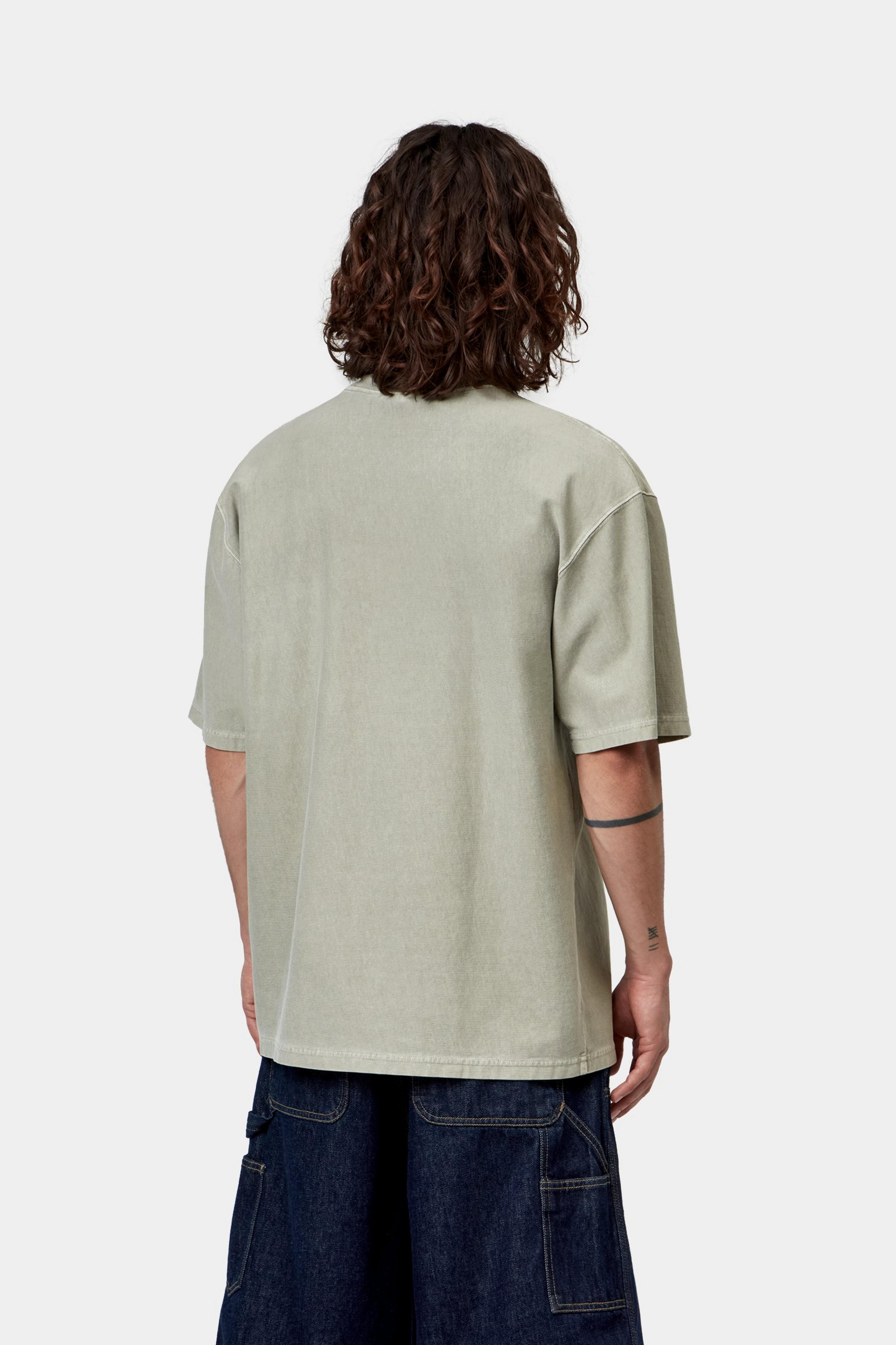 S/S Loose Pocket T-Shirt - Shady Green, Garment dyed