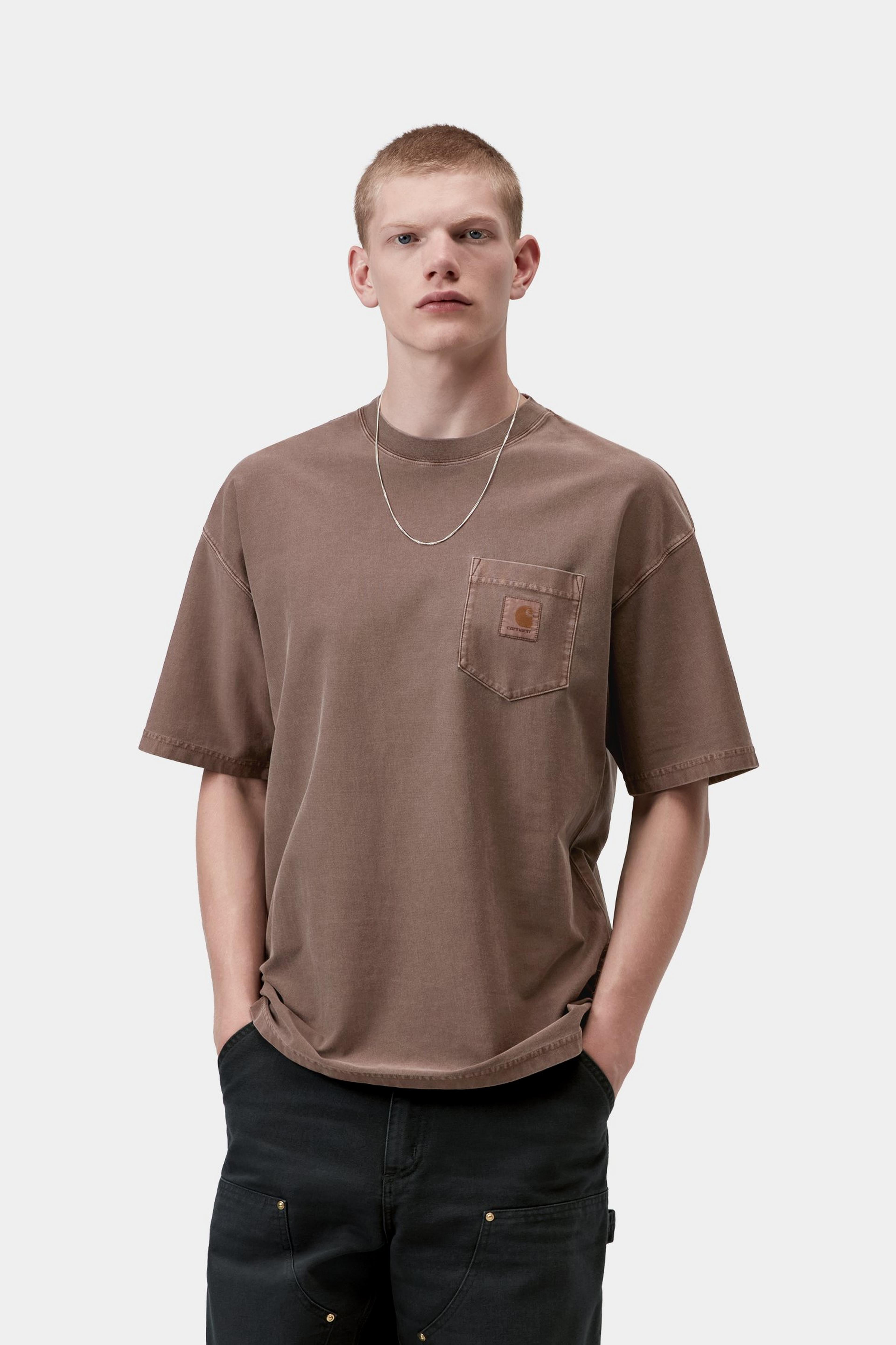 S/S Loose Pocket T-Shirt - Tobacco, Garment dyed