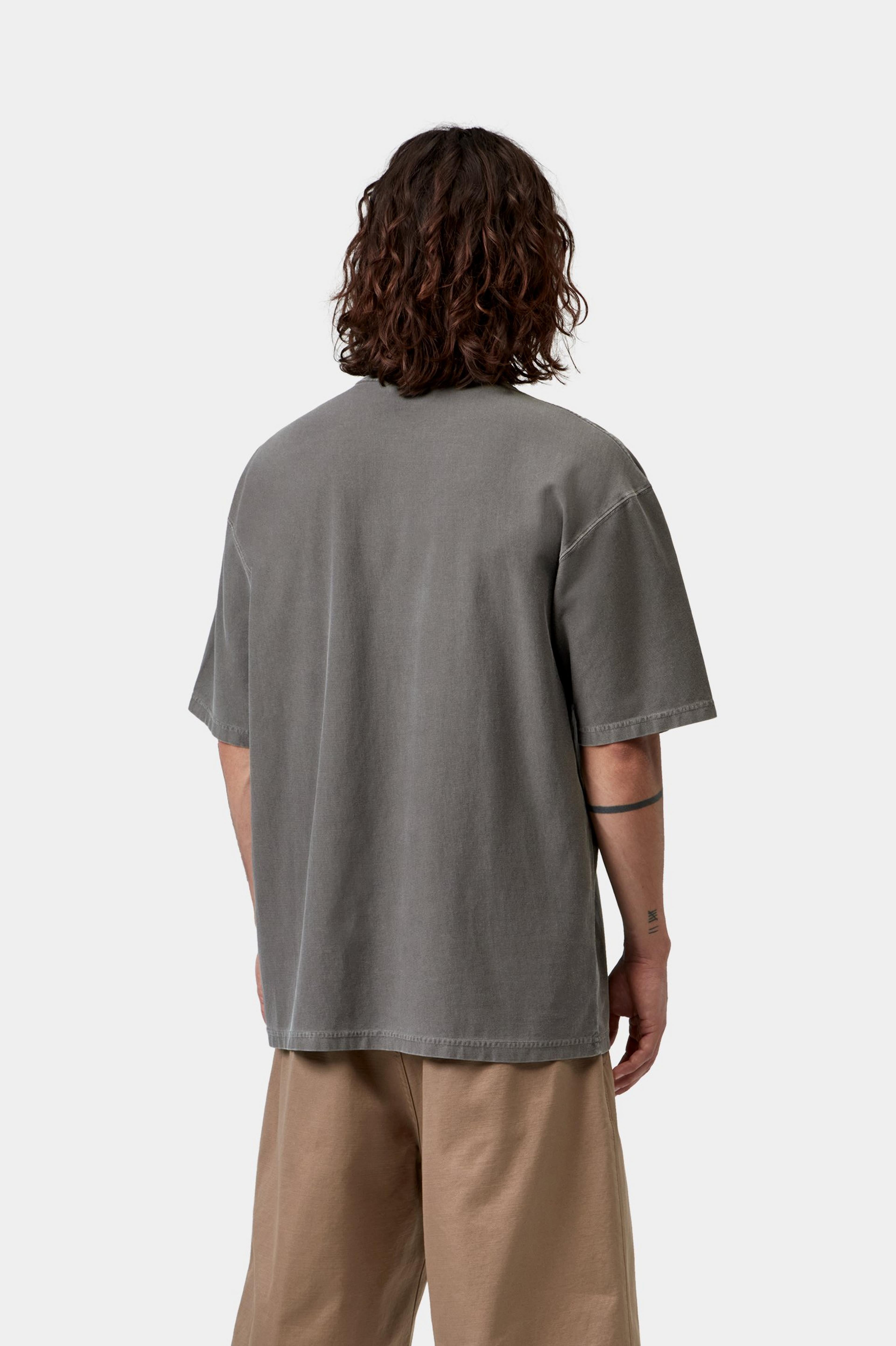 S/S Loose Pocket T-Shirt - Black, Garment dyed