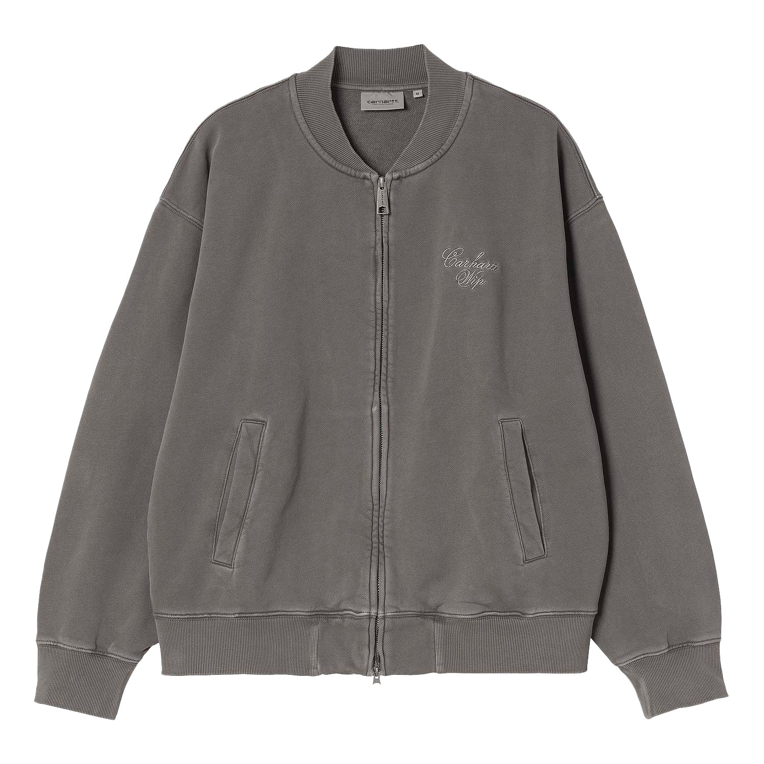 Longhand Bomber - Black / White, Garment dyed