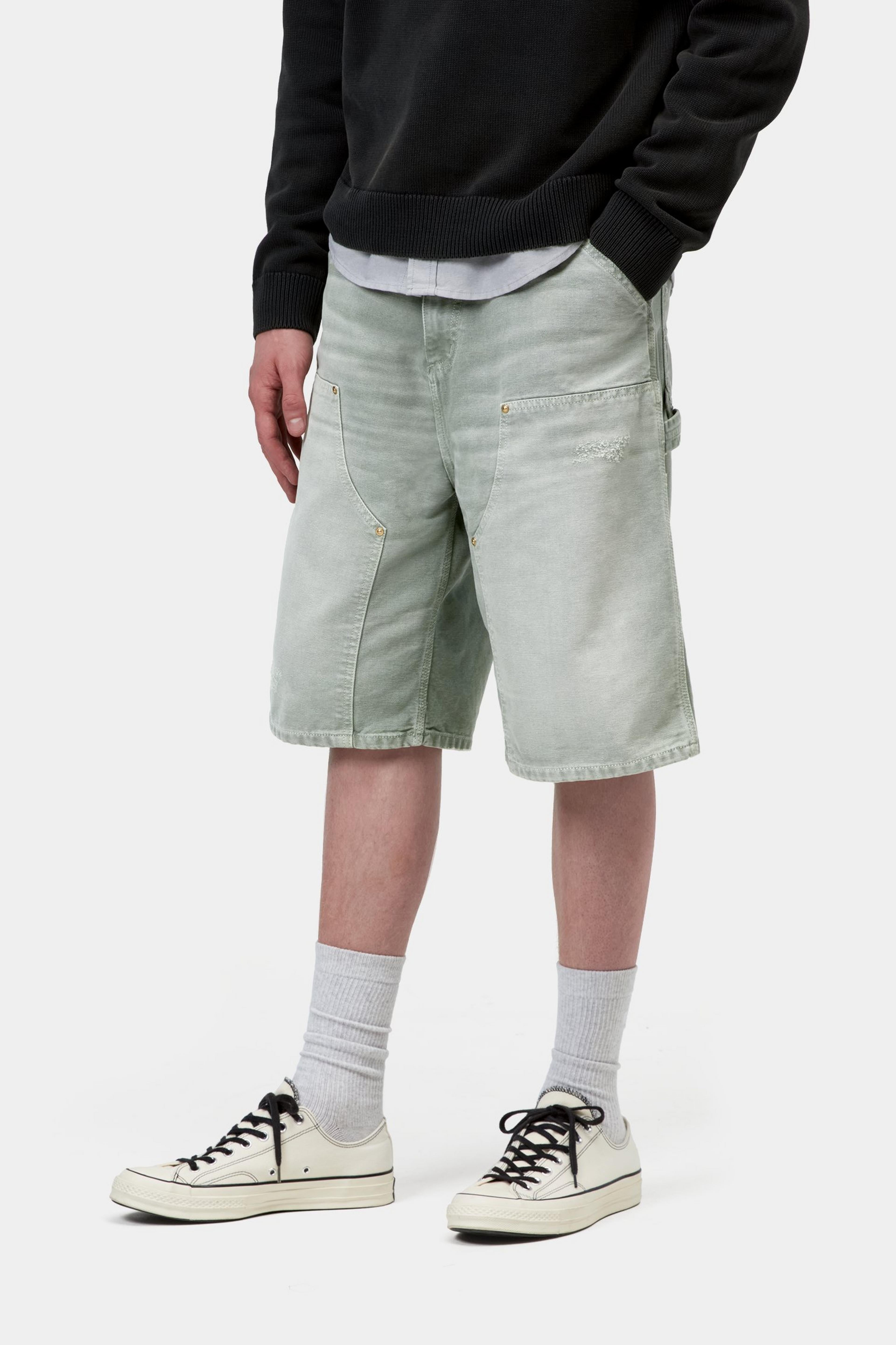 OG Double Knee Short - Shady Green, Destroy wash