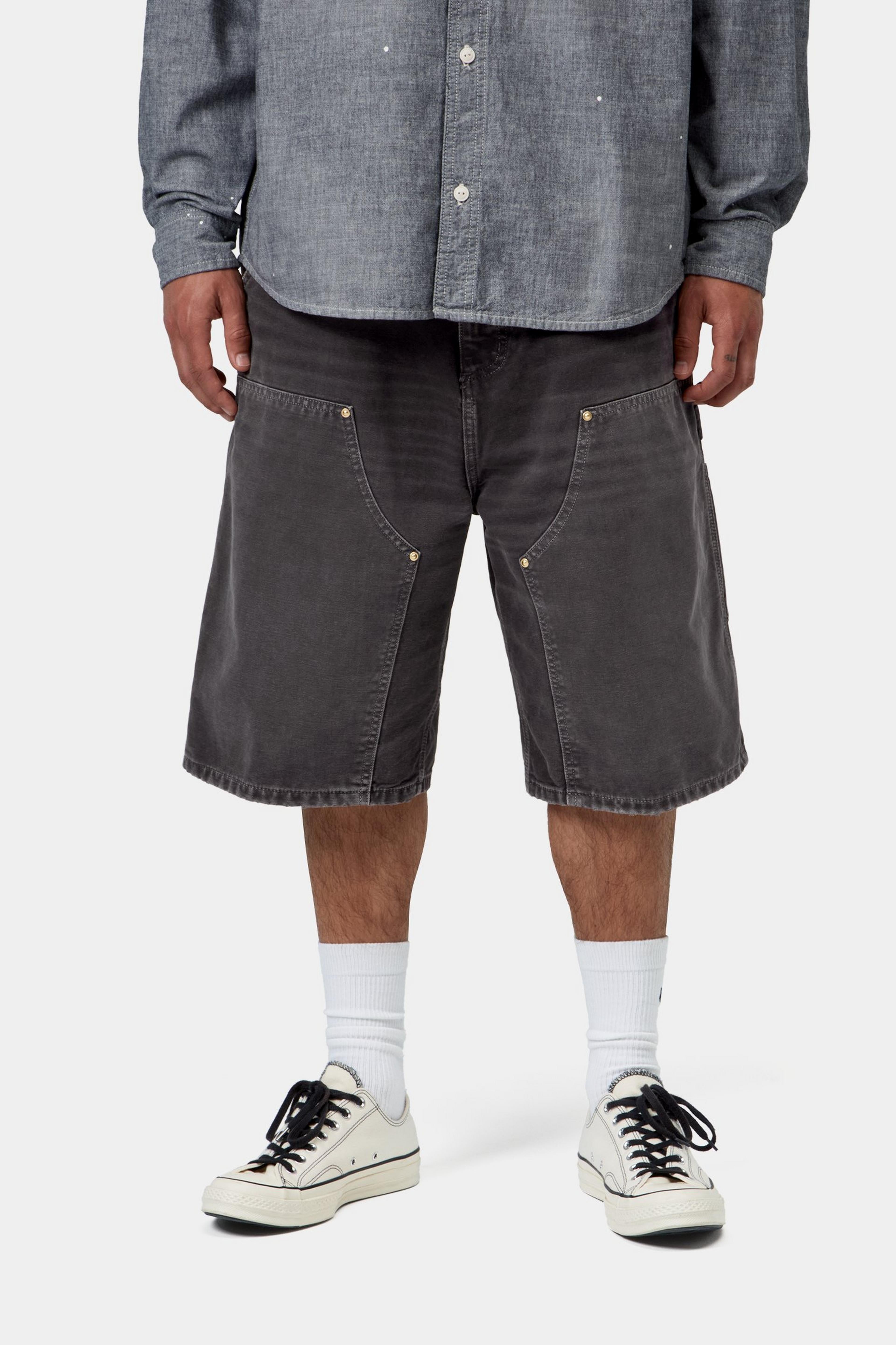 OG Double Knee Short - Black, Destroy wash