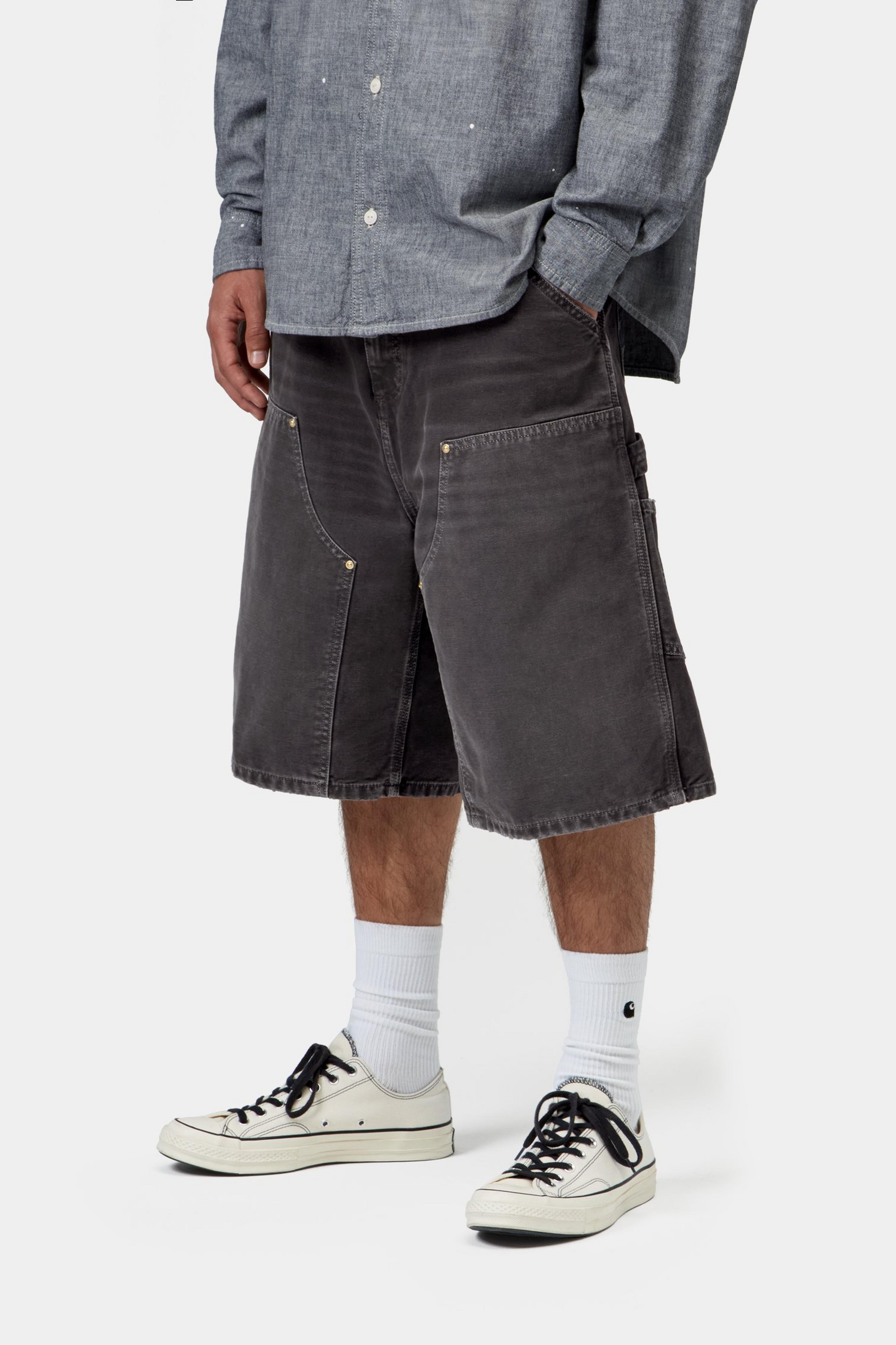 OG Double Knee Short - Black, Destroy wash
