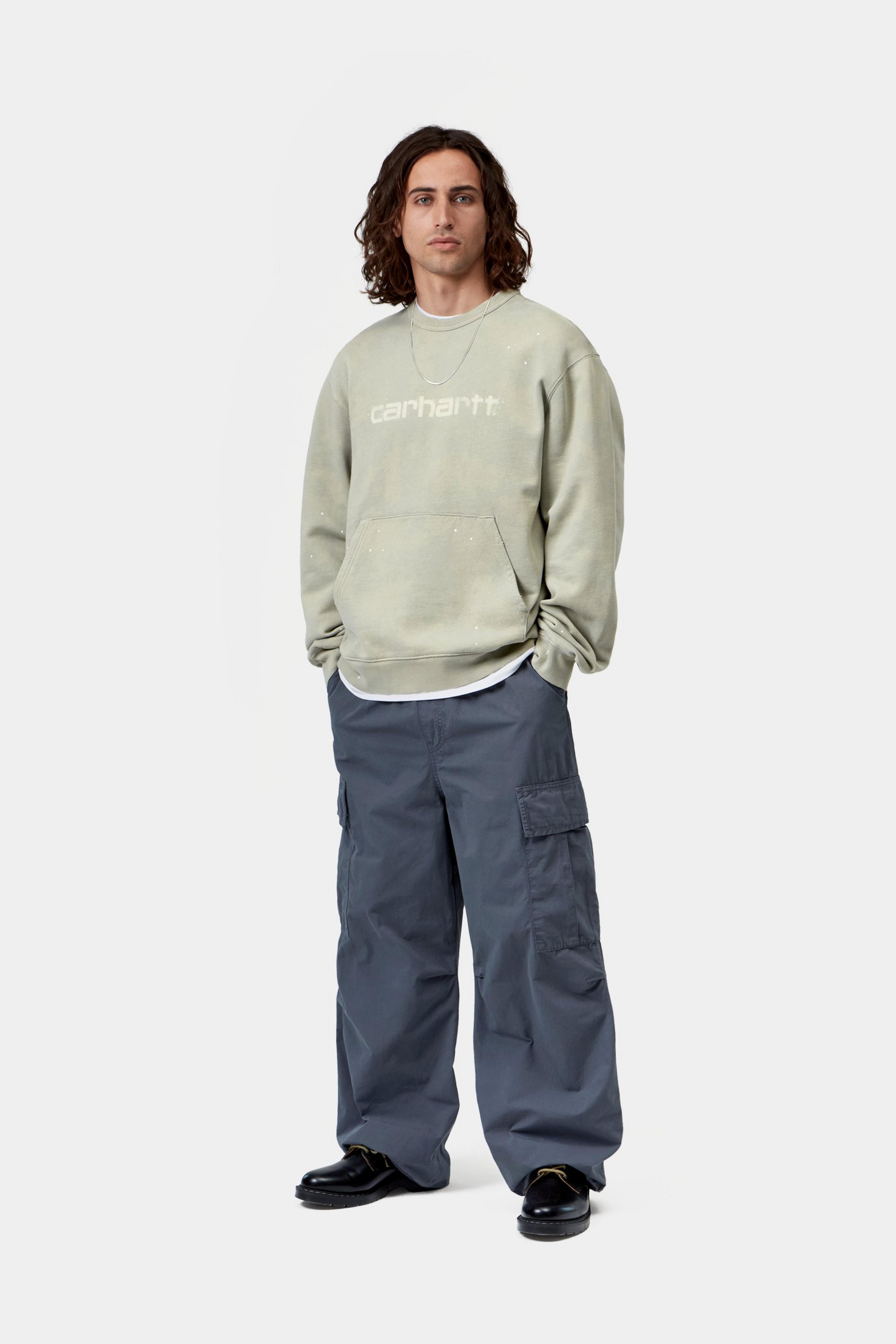 Painter Sweat - Shady Green, Destroy wash, splatter