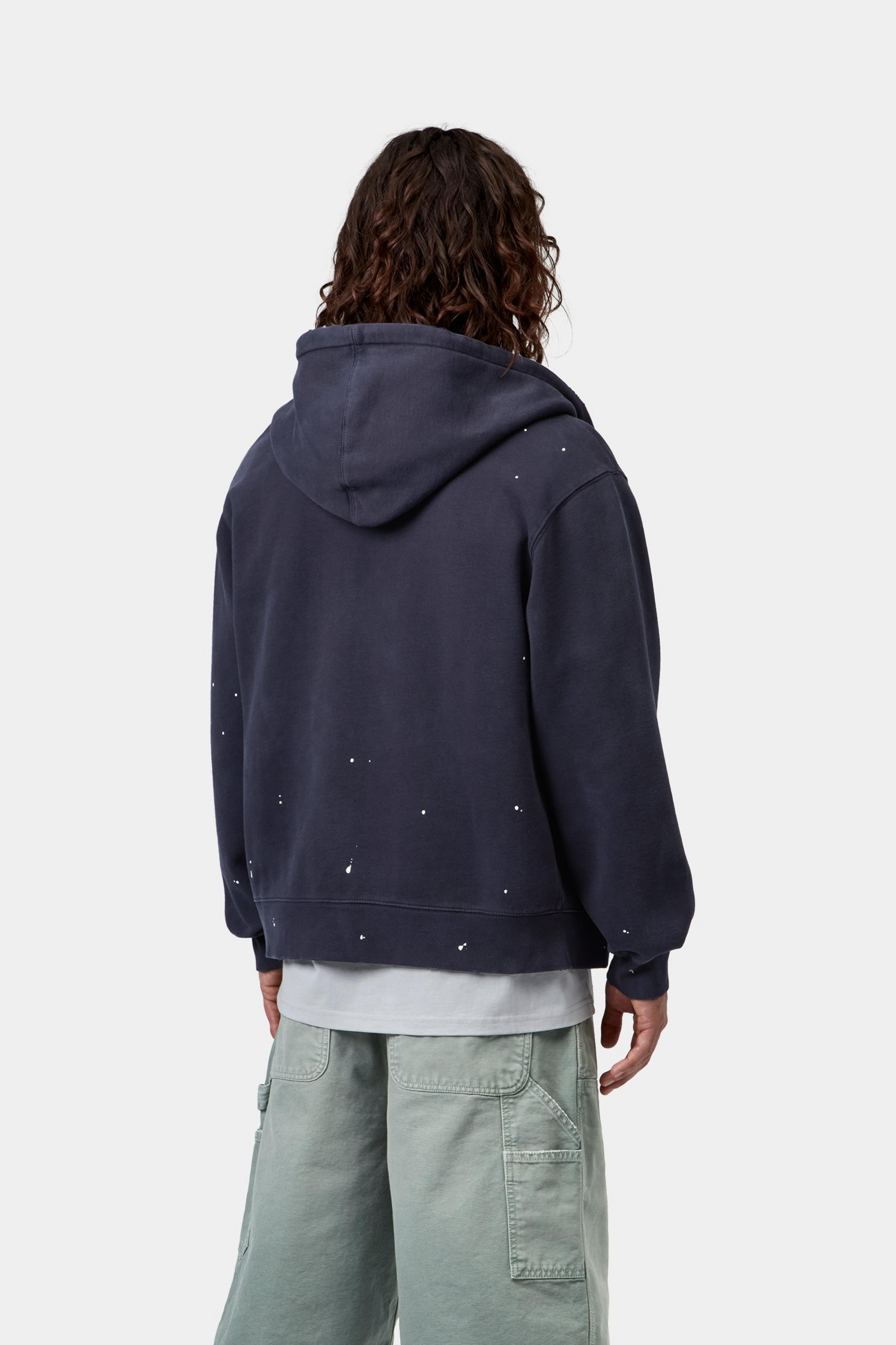 Hooded Painter Jacket - Dark Navy, Destroy wash, splatter 3
