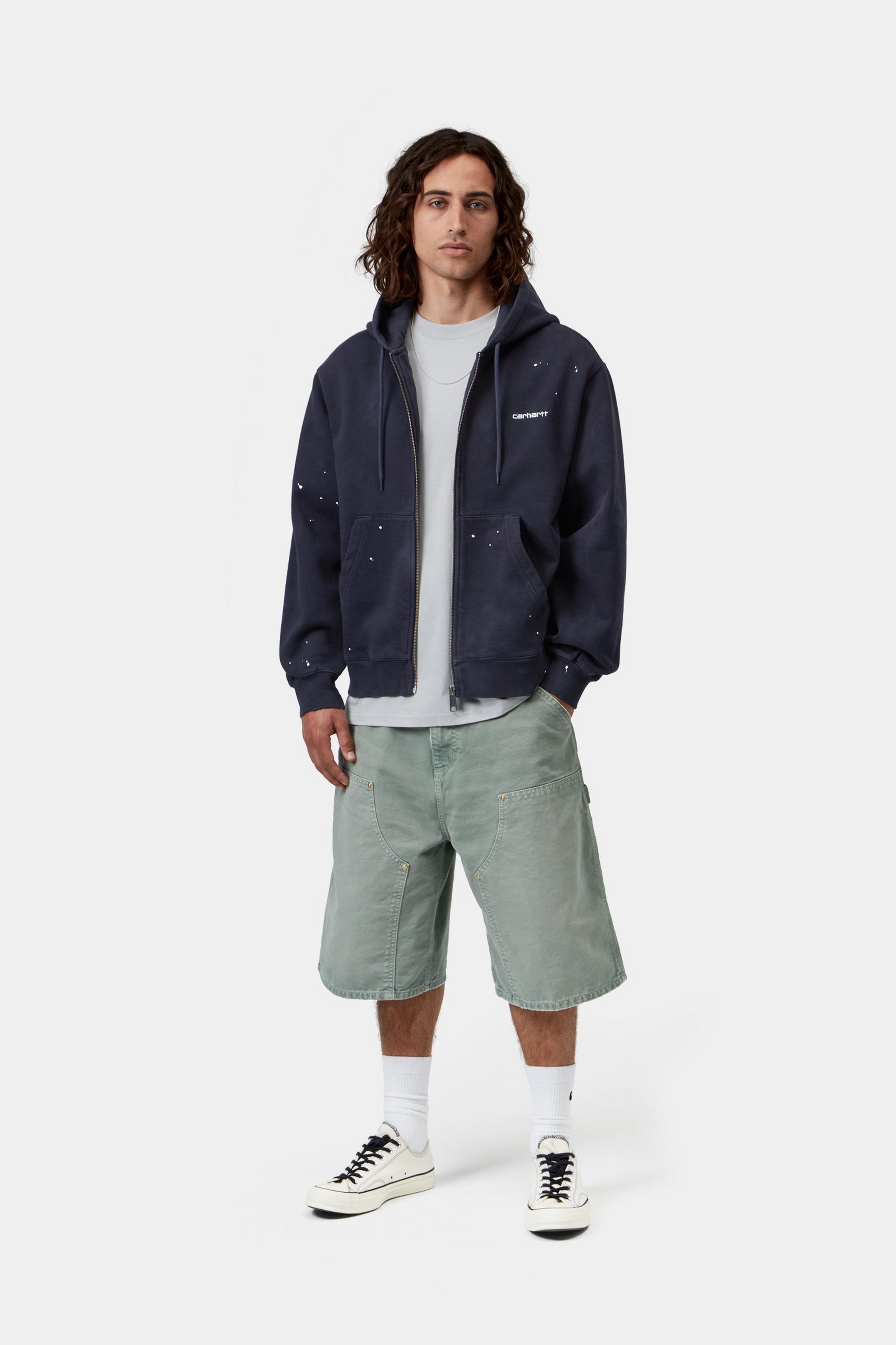 Hooded Painter Jacket - Dark Navy, Destroy wash, splatter 5