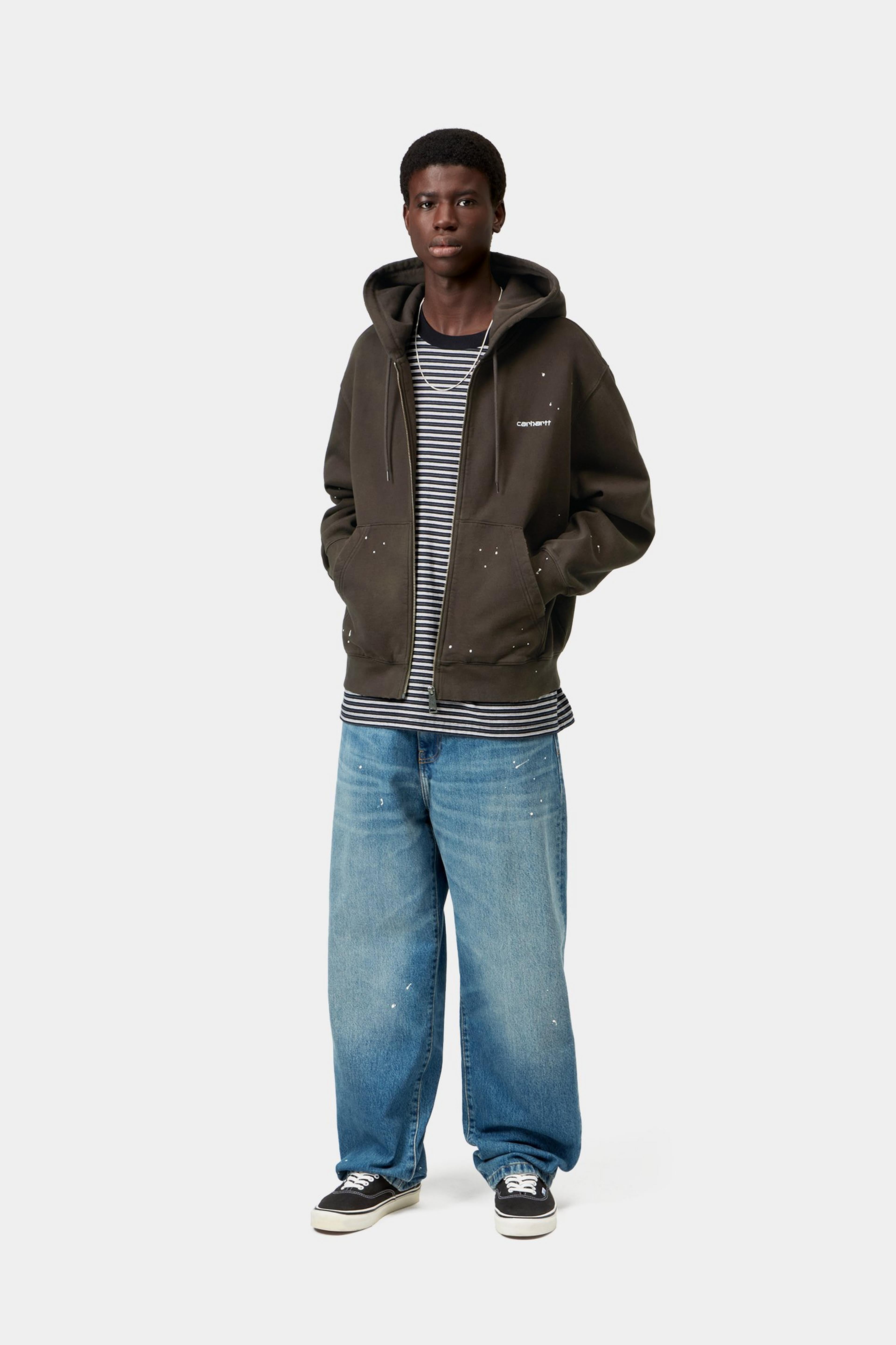 Hooded Painter Jacket - Tobacco, Destroy wash, splatter