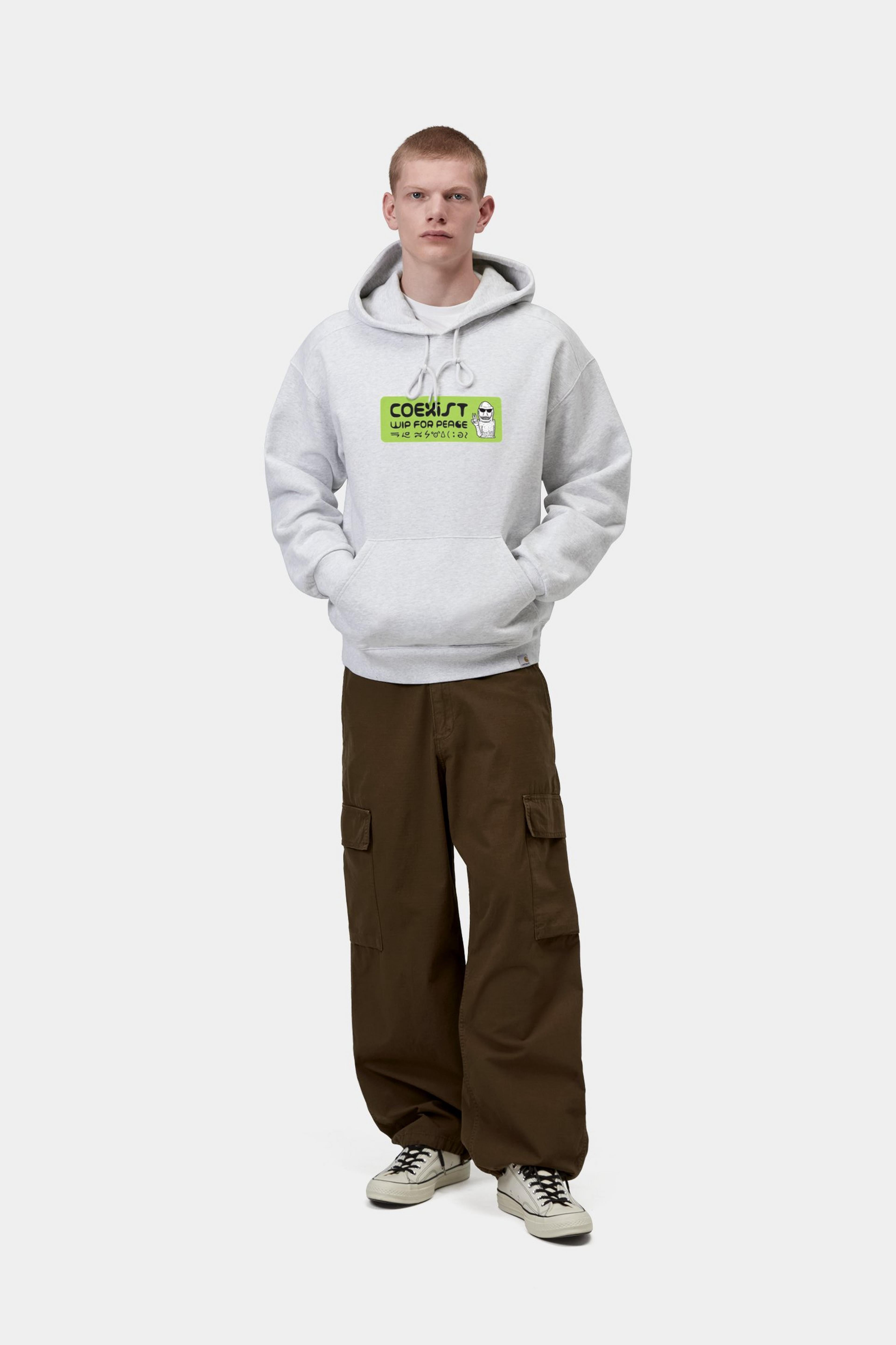 Hooded Bumper Sticker Sweat - Ash Heather
