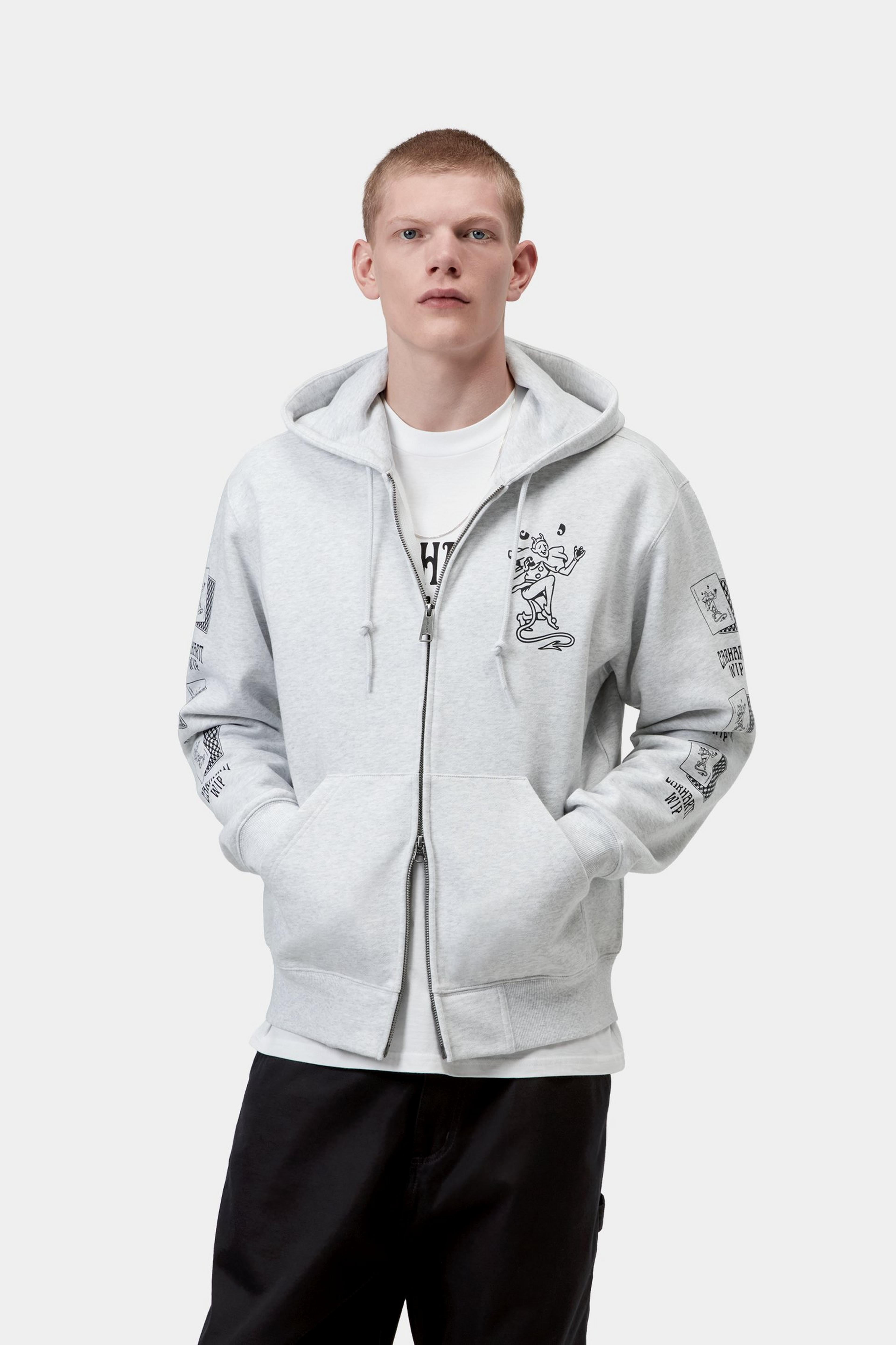 Hooded Playing Cards Jacket - Ash Heather 2