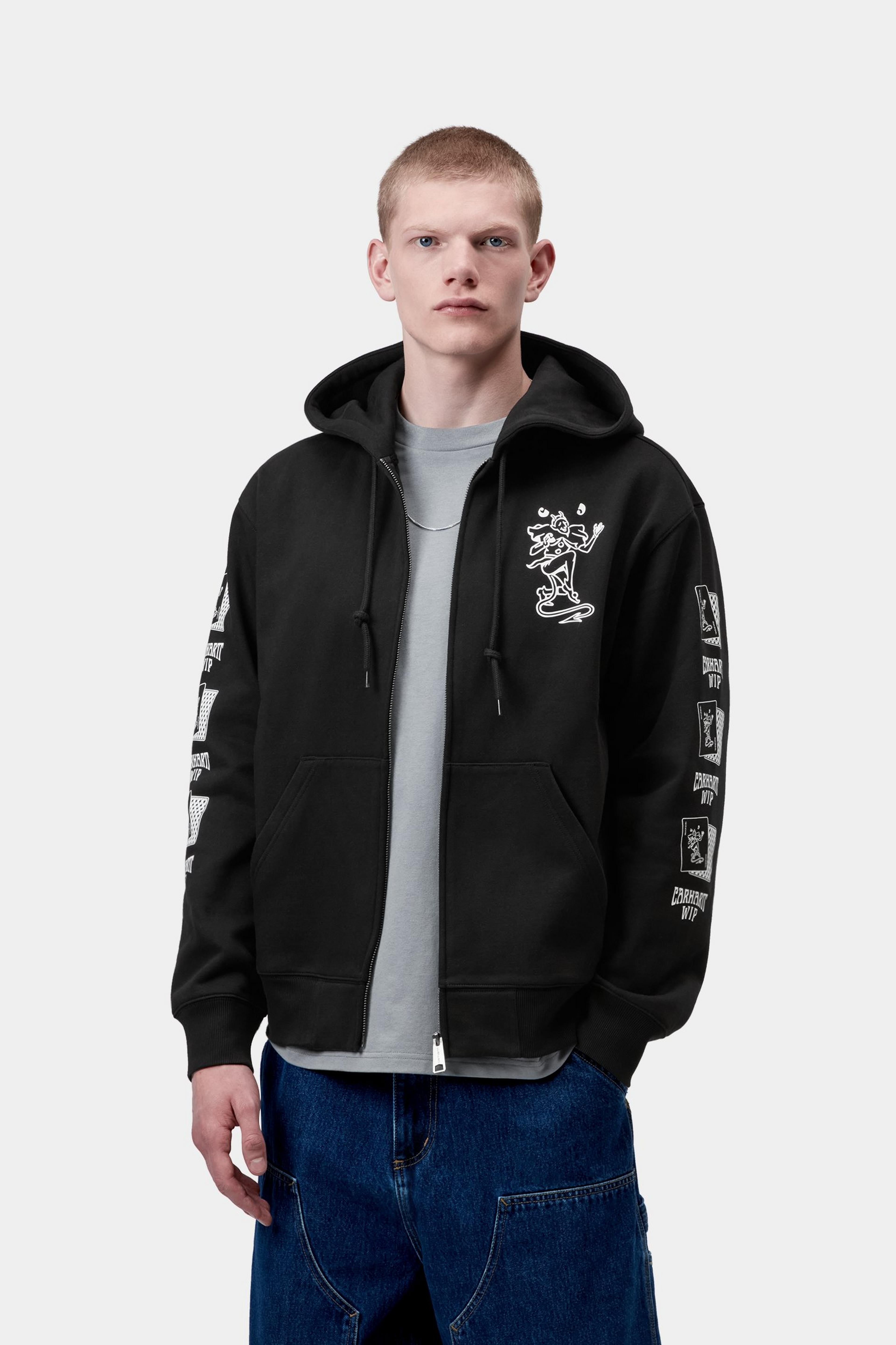 Hooded Playing Cards Jacket - Black