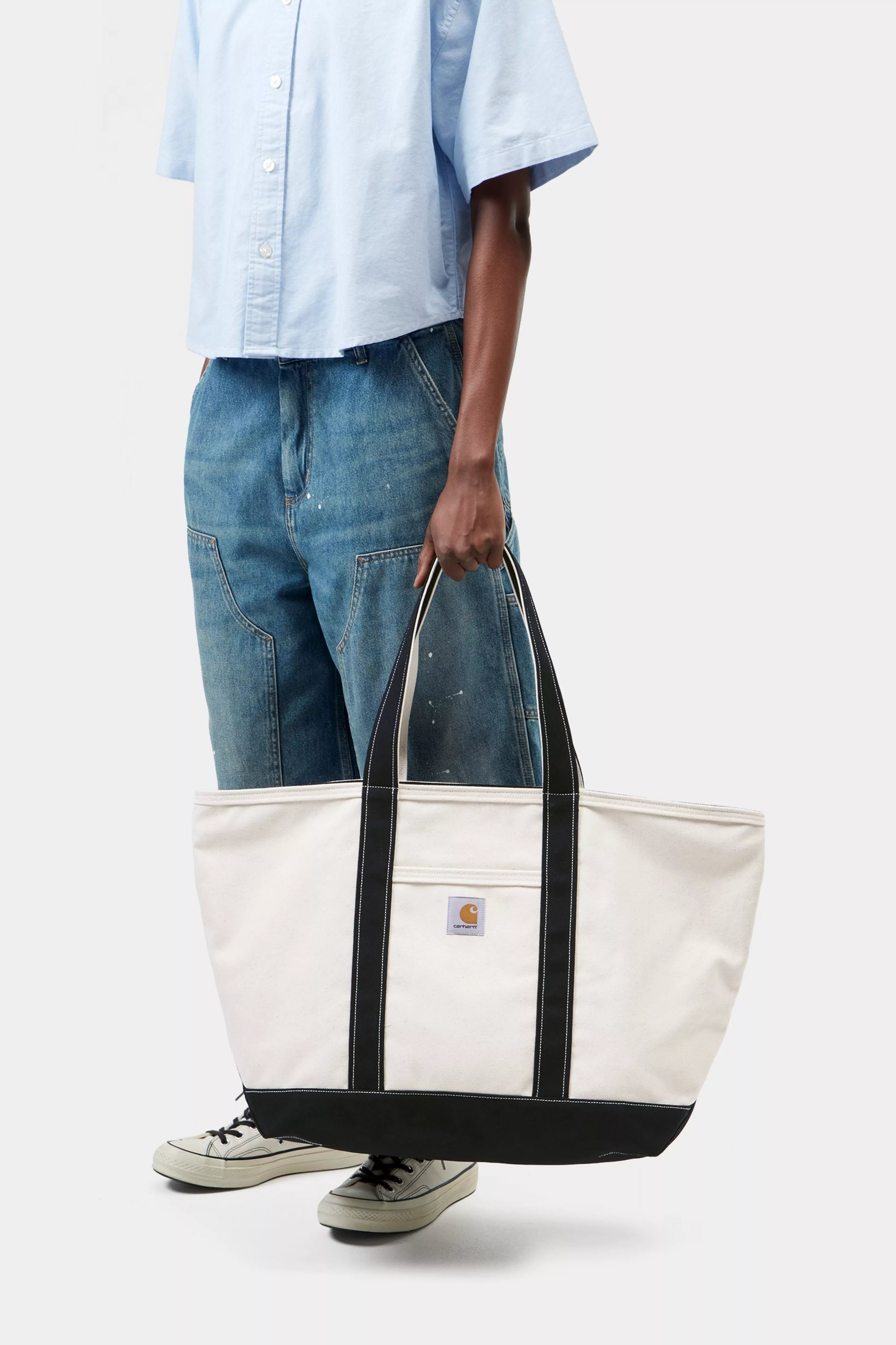 Canvas Beach Tote - Natura / Black