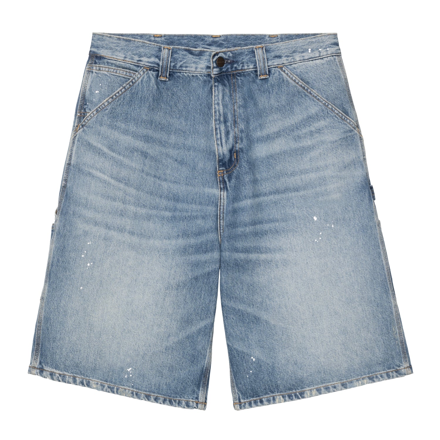 OG Single Knee Short - Blue, Destroy wash, splatter