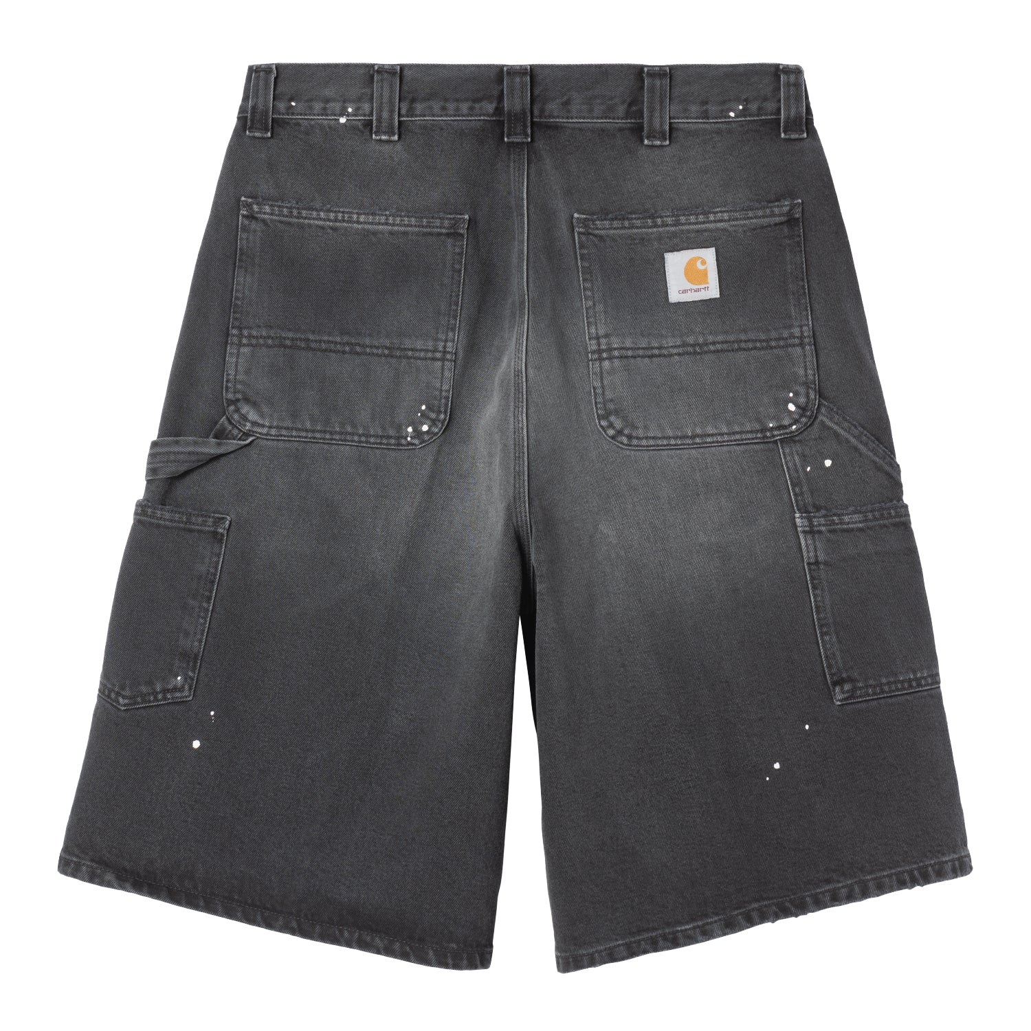 OG Single Knee Short - Black, Destroy wash, splatter