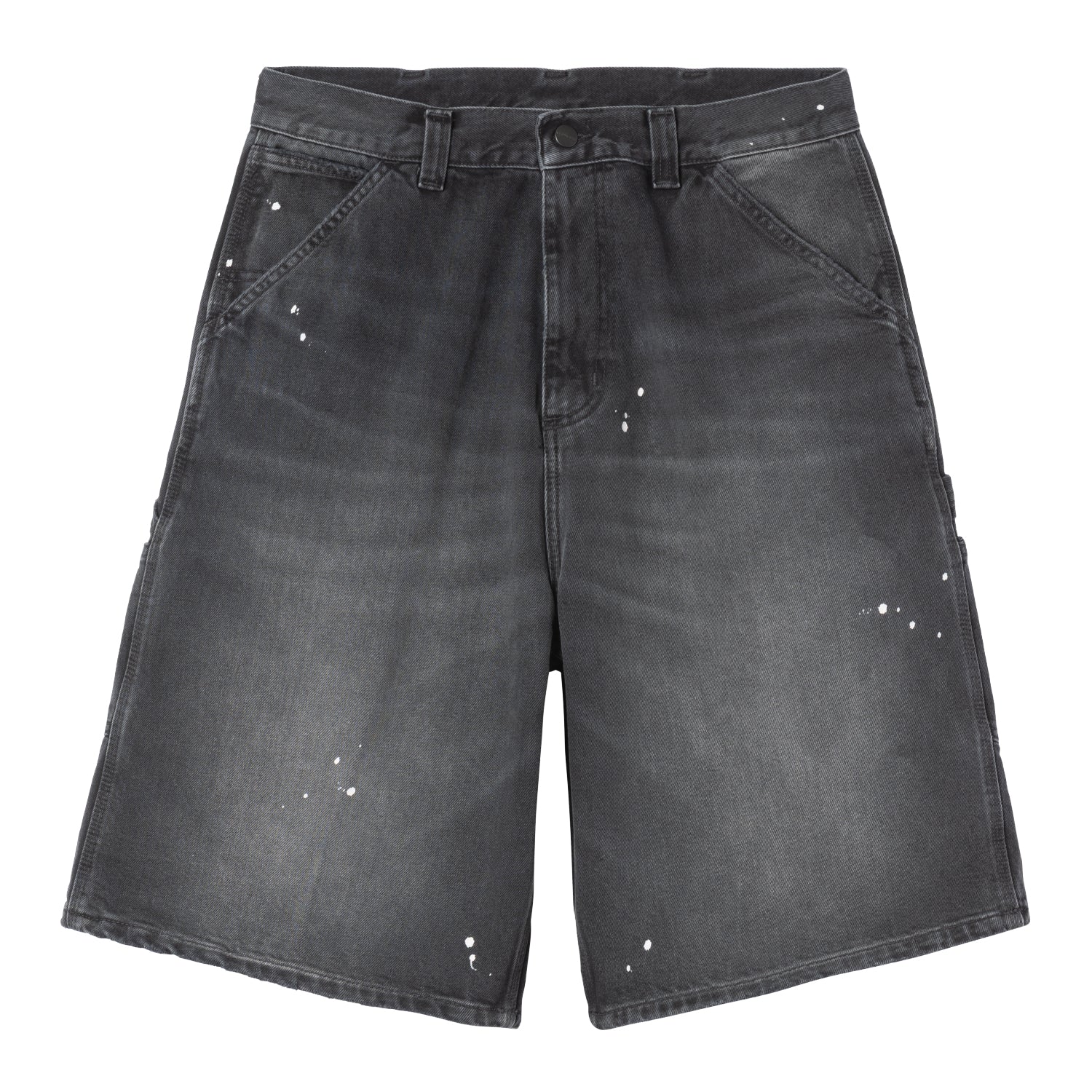 OG Single Knee Short - Black, Destroy wash, splatter