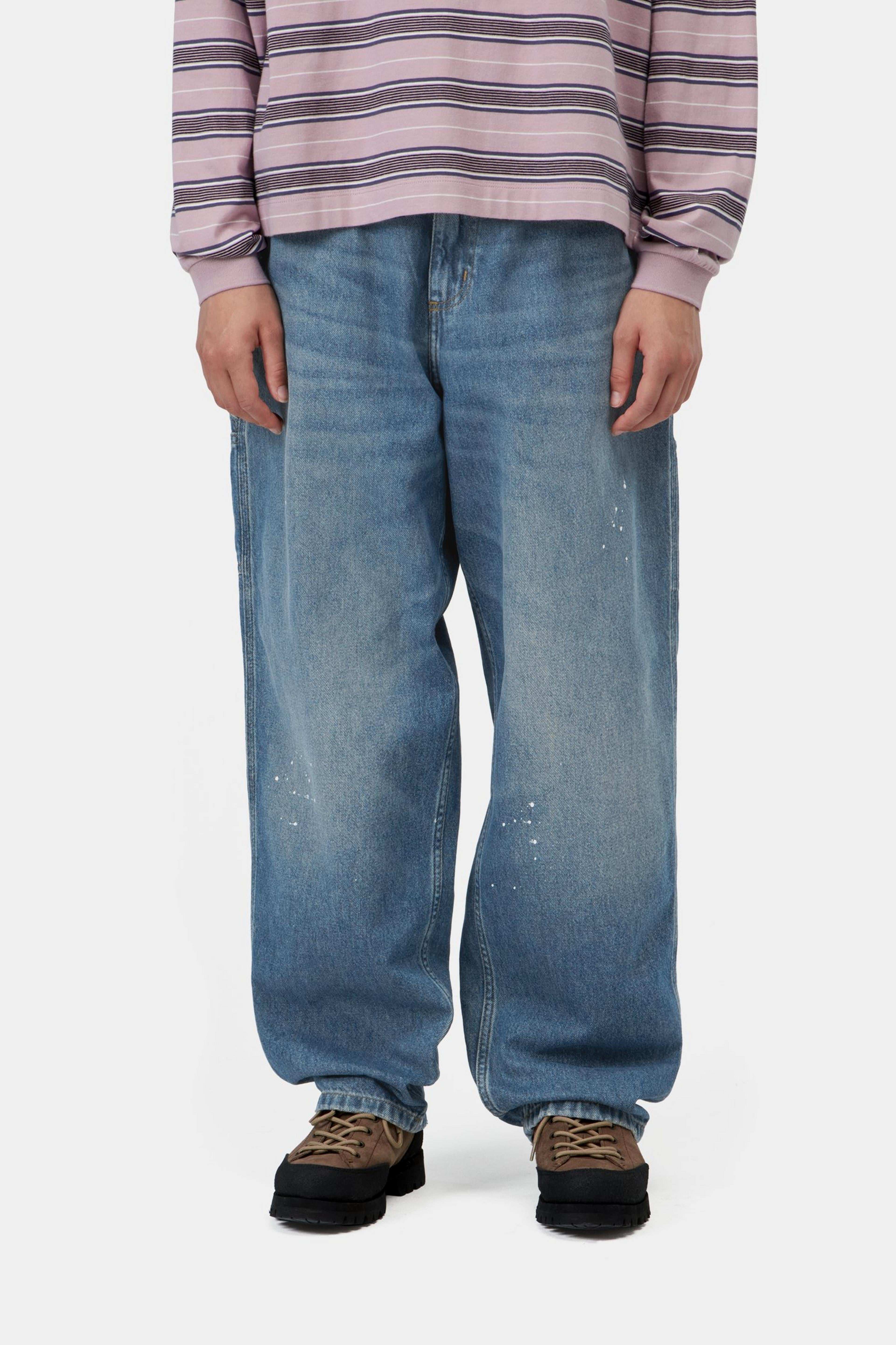 W' OG Single Knee Pant - Blue Destroy wash, splatter