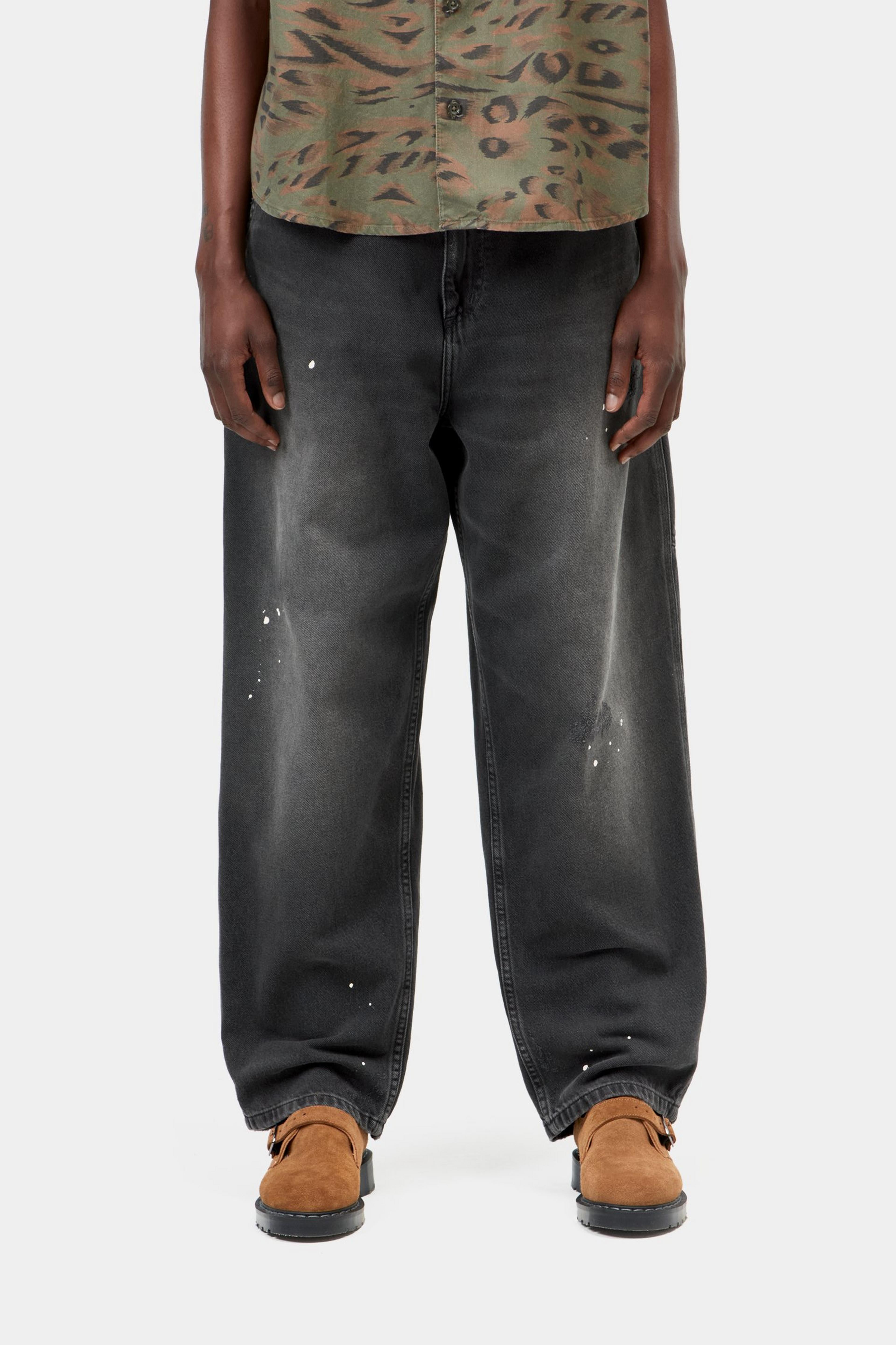 W' OG Single Knee Pant - Black, Destroy wash, splatter 2