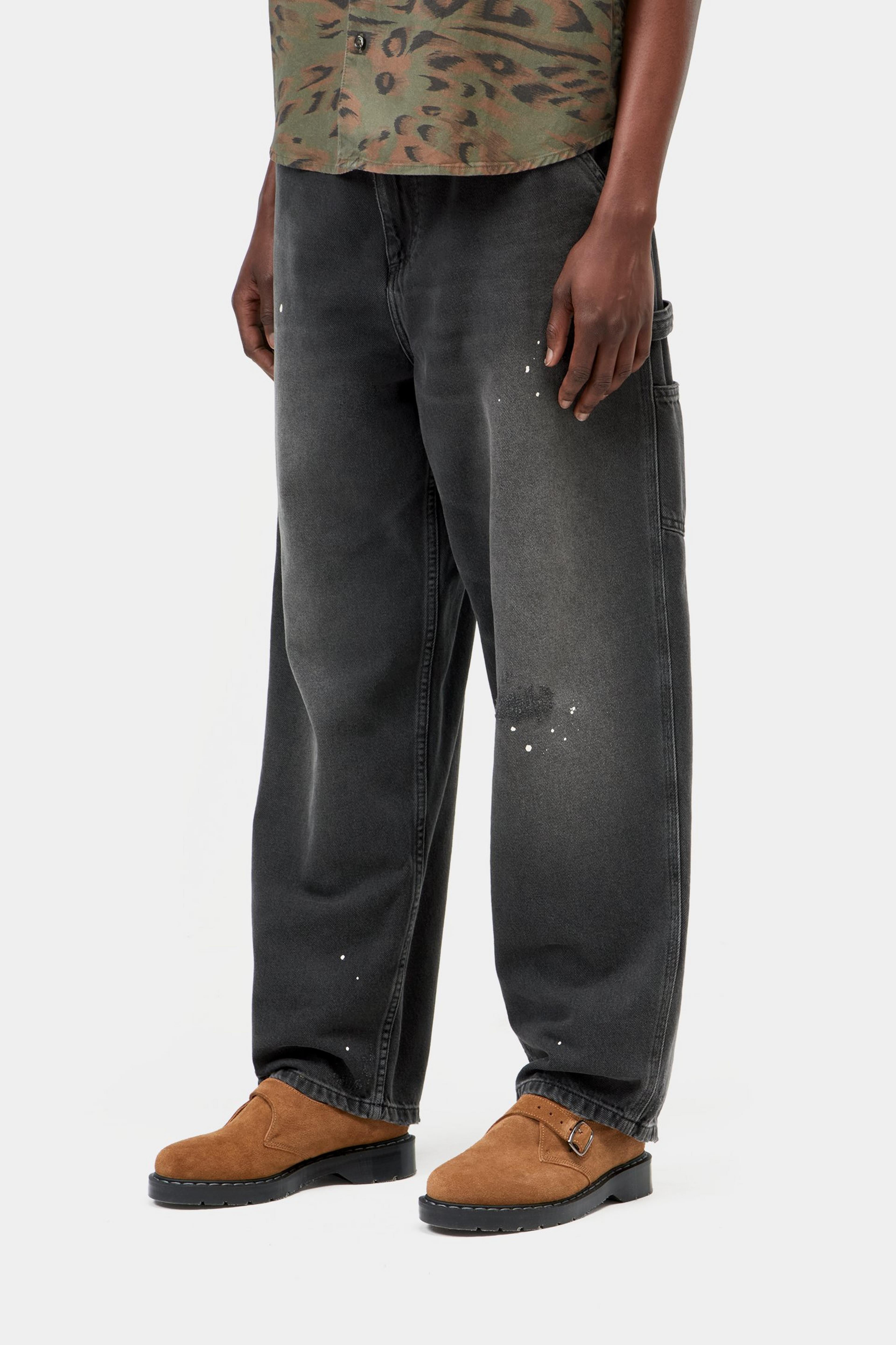W' OG Single Knee Pant - Black, Destroy wash, splatter 3