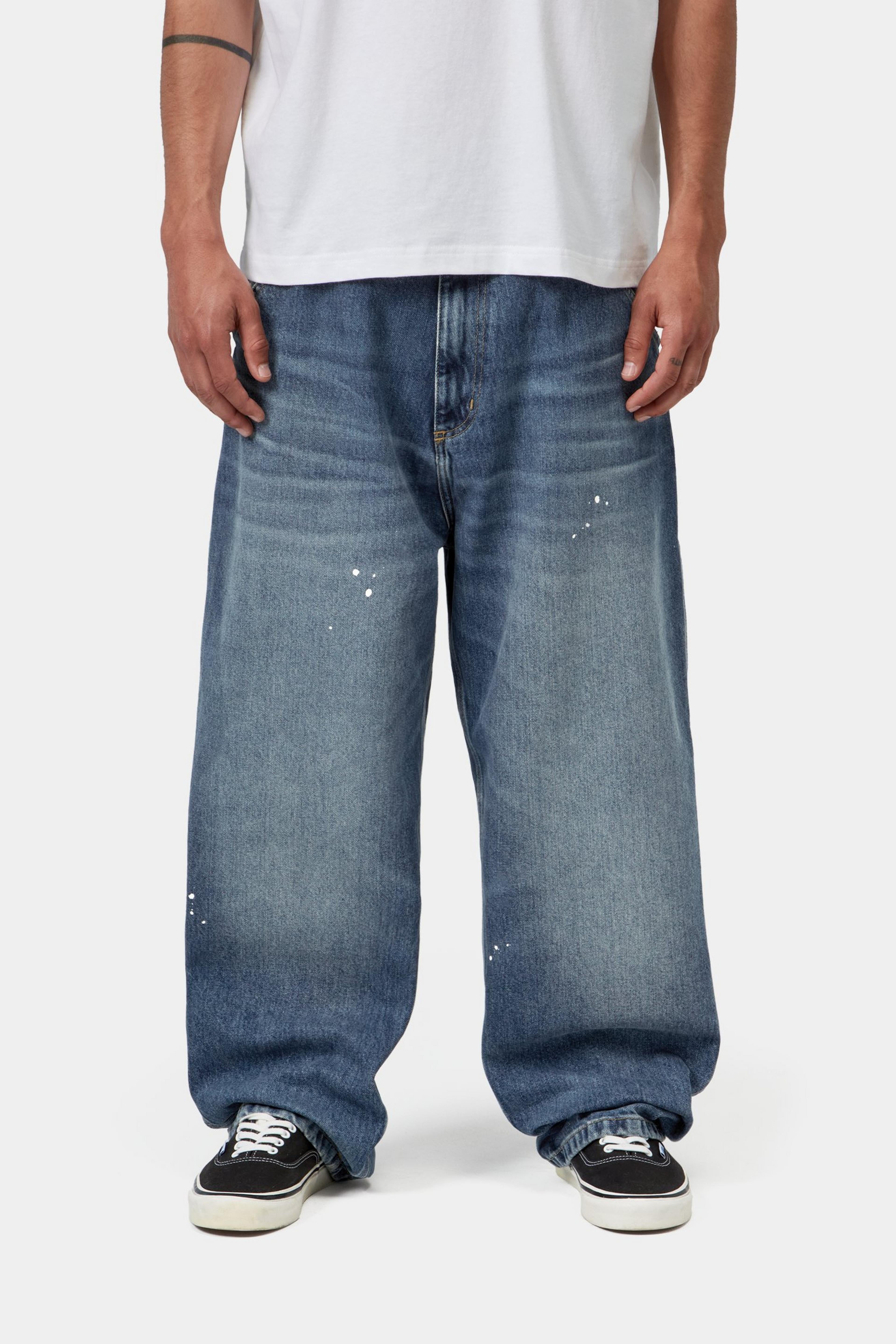 OG Single Knee Pant - Blue, Destroy wash, splatter