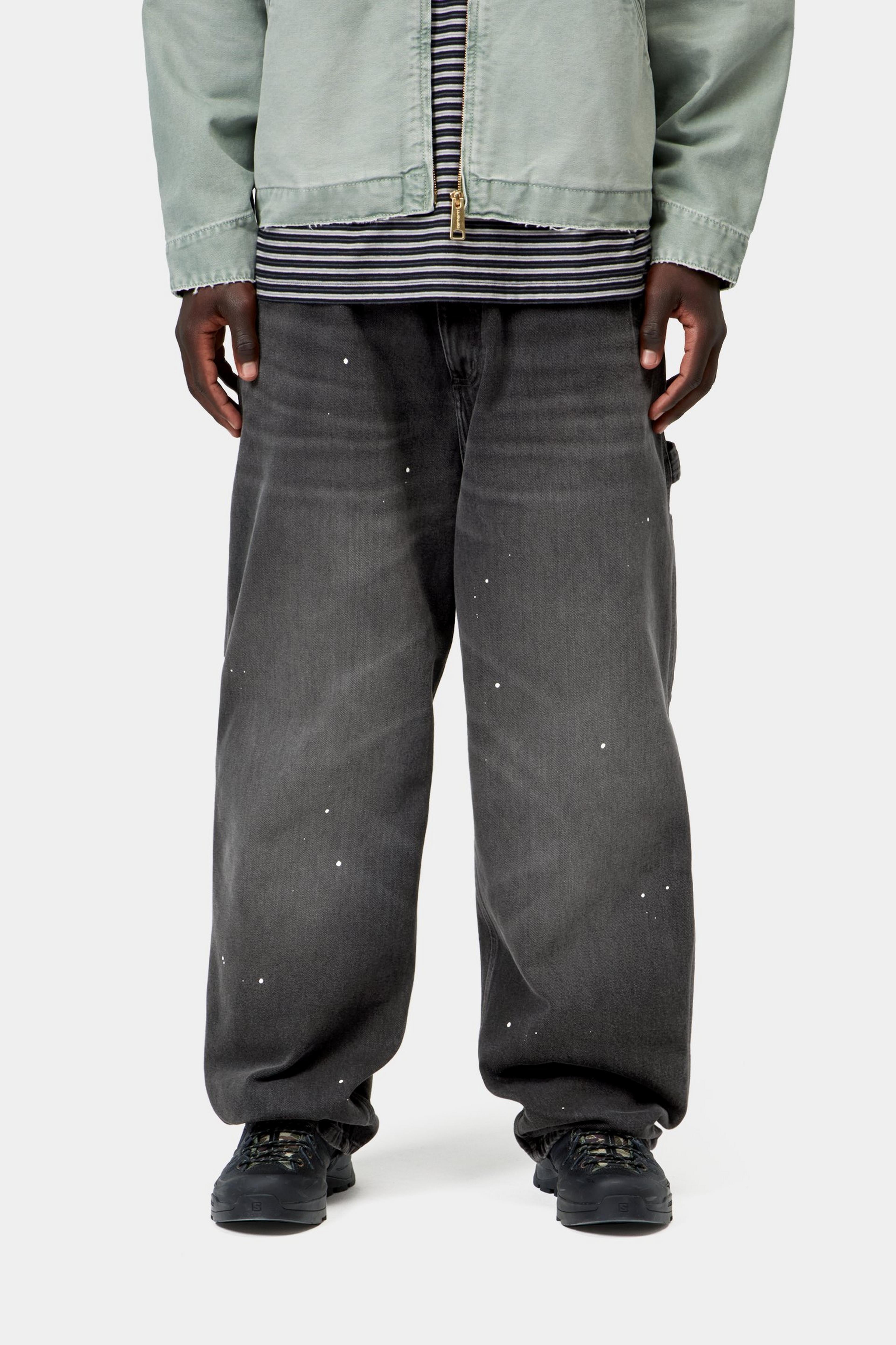 OG Single Knee Pant - Black, Destroy wash, splatter 2