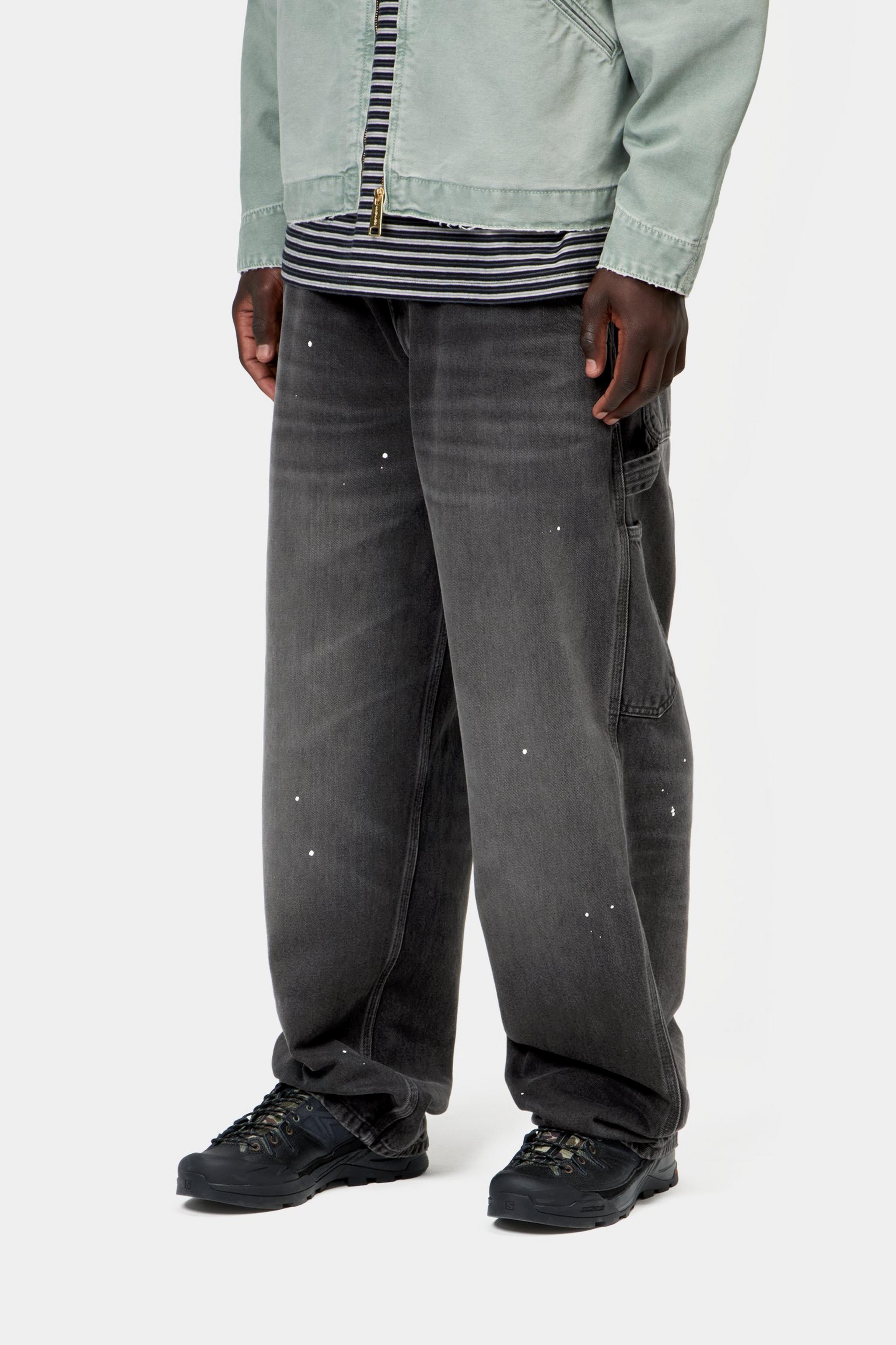 OG Single Knee Pant - Black, Destroy wash, splatter