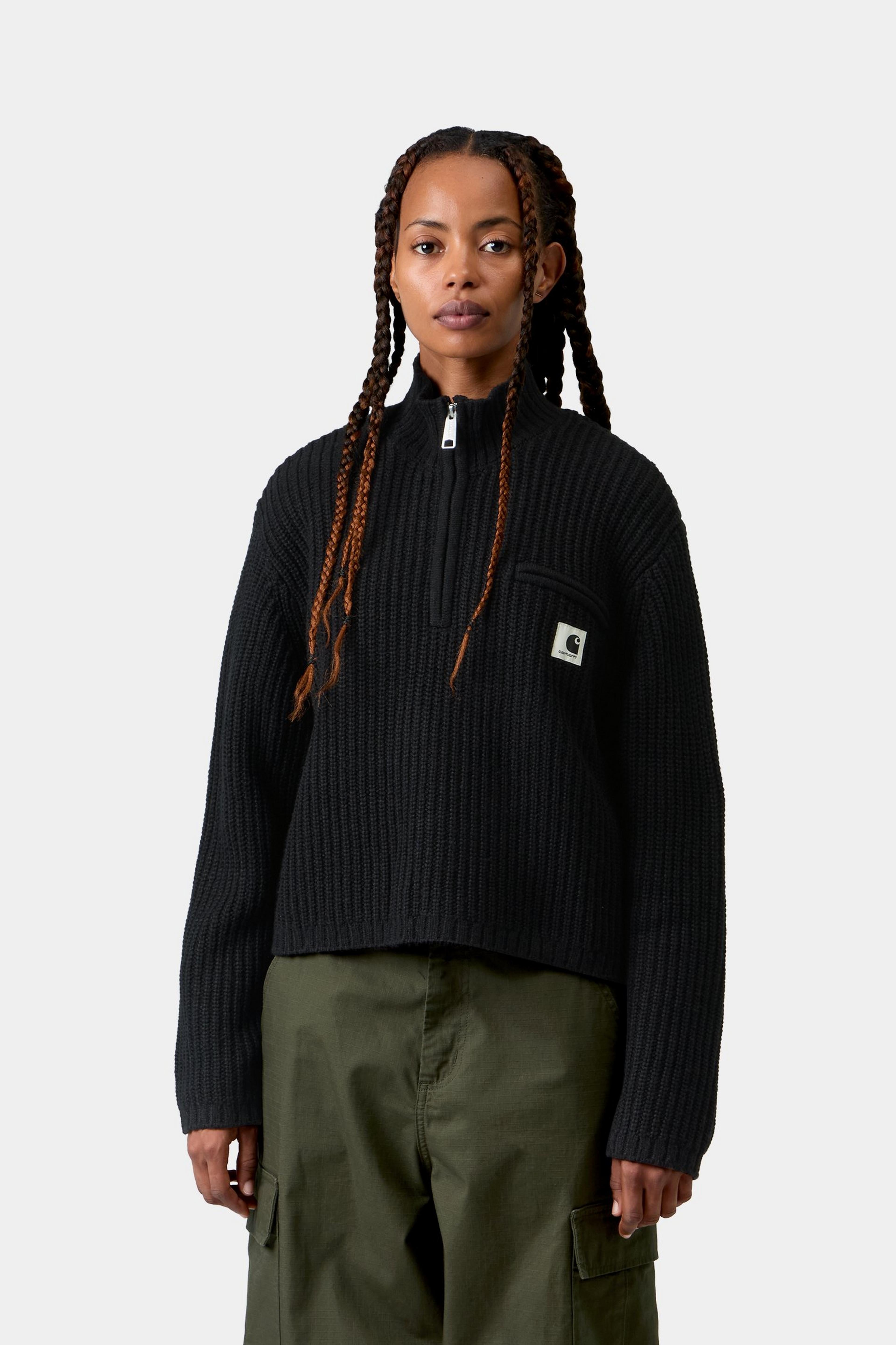 W' Detroit Half Zip Sweater - Black 2