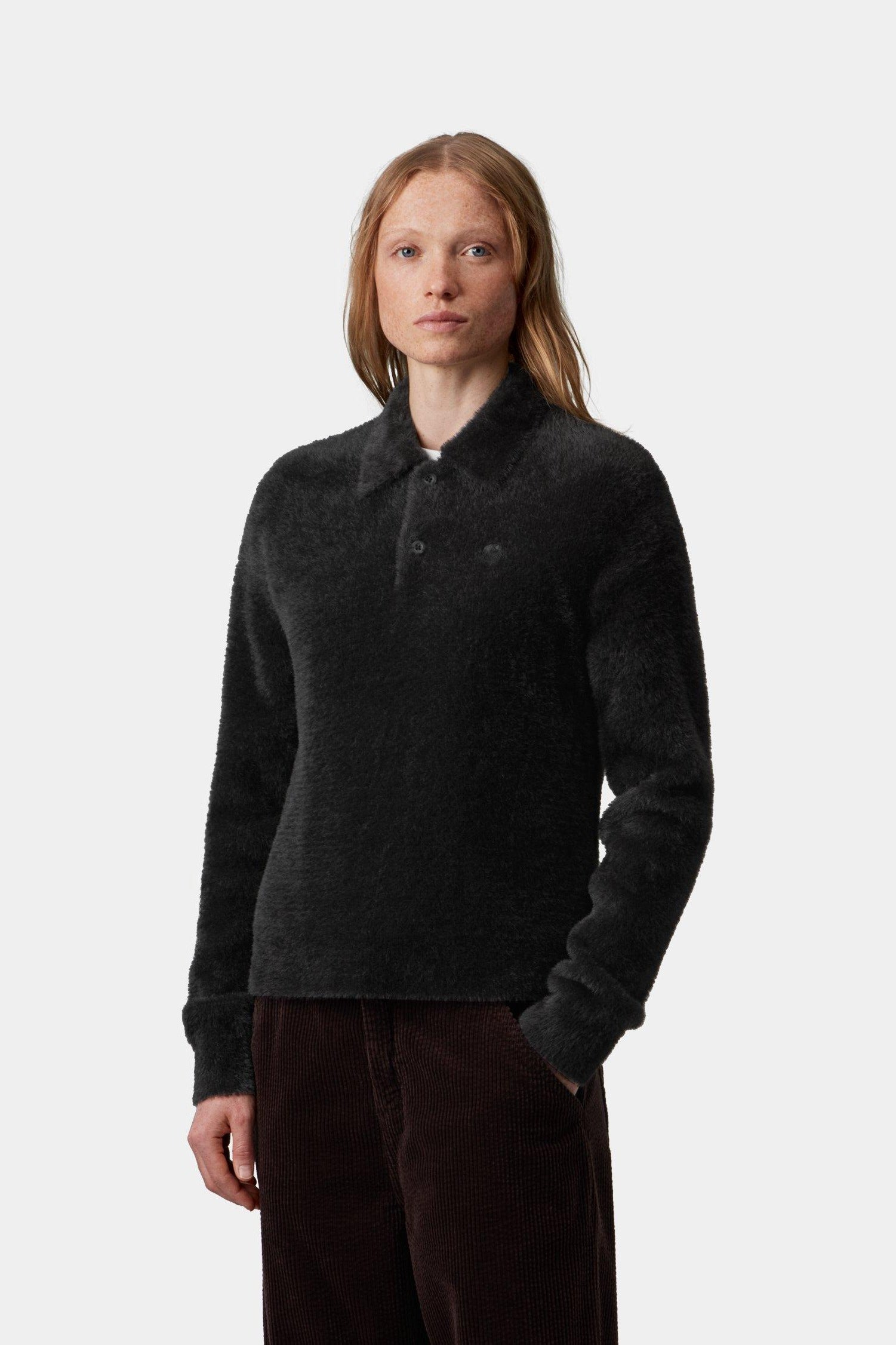 W' L/S Maine Polo Sweater - Black / Black 2