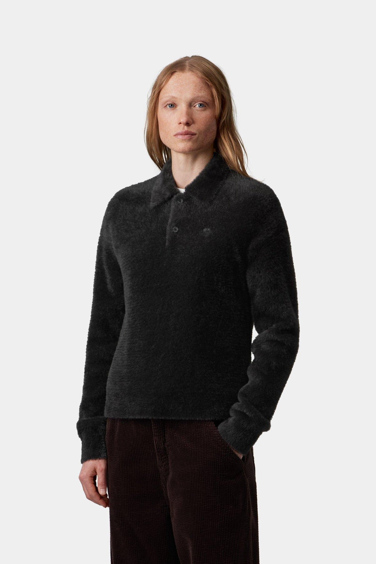 W' L/S Maine Polo Sweater - Black / Black