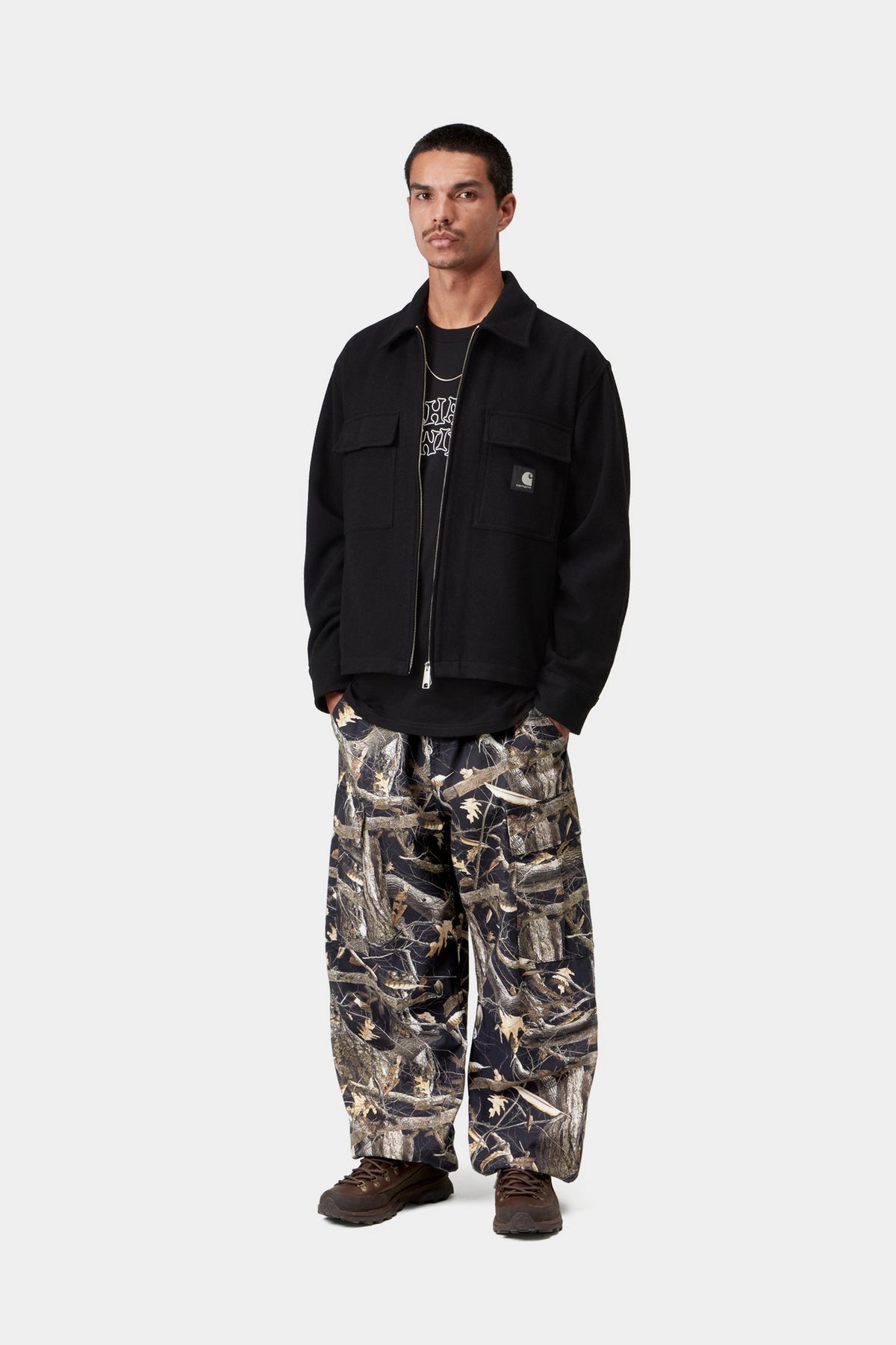 Osborn Cargo Pant - Camo Feather Tree, Black rinsed