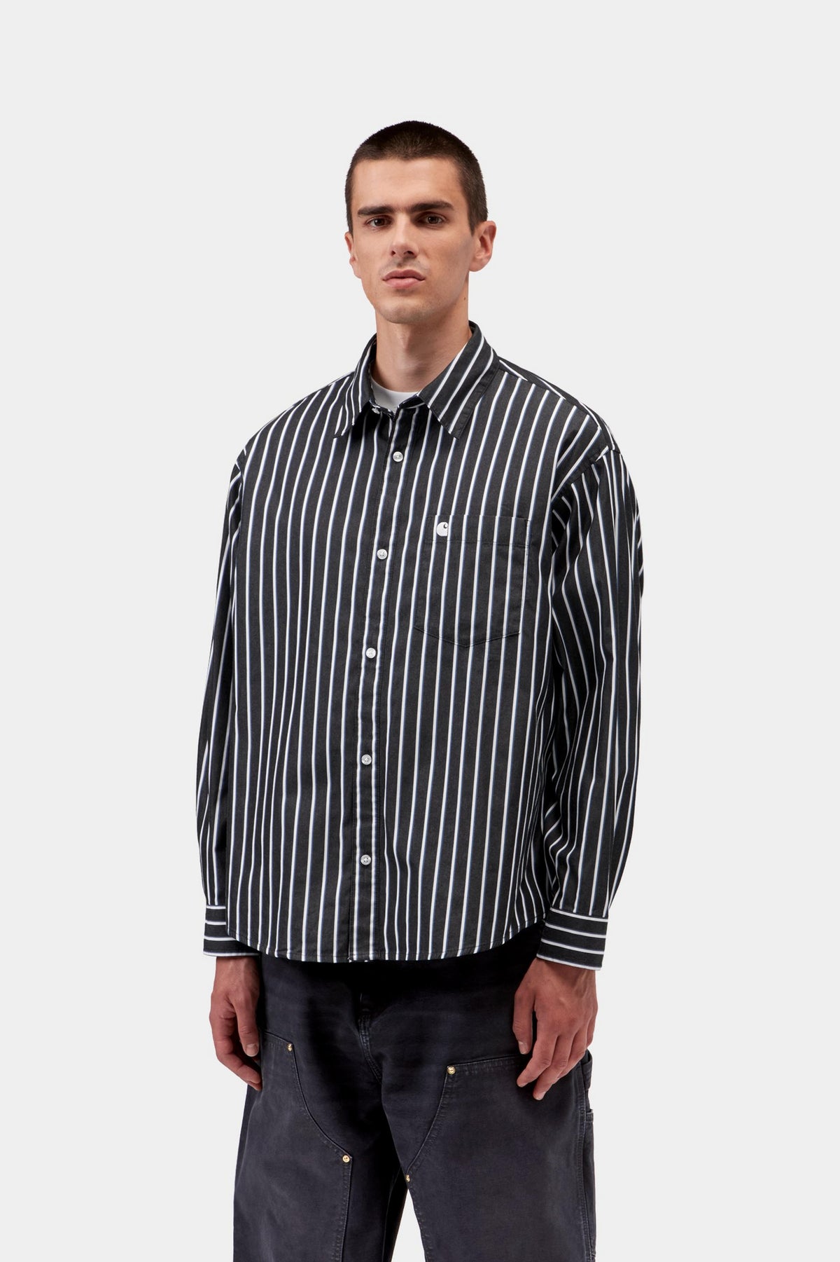 L/S Gowan Shirt - Gowan Stripe, Black