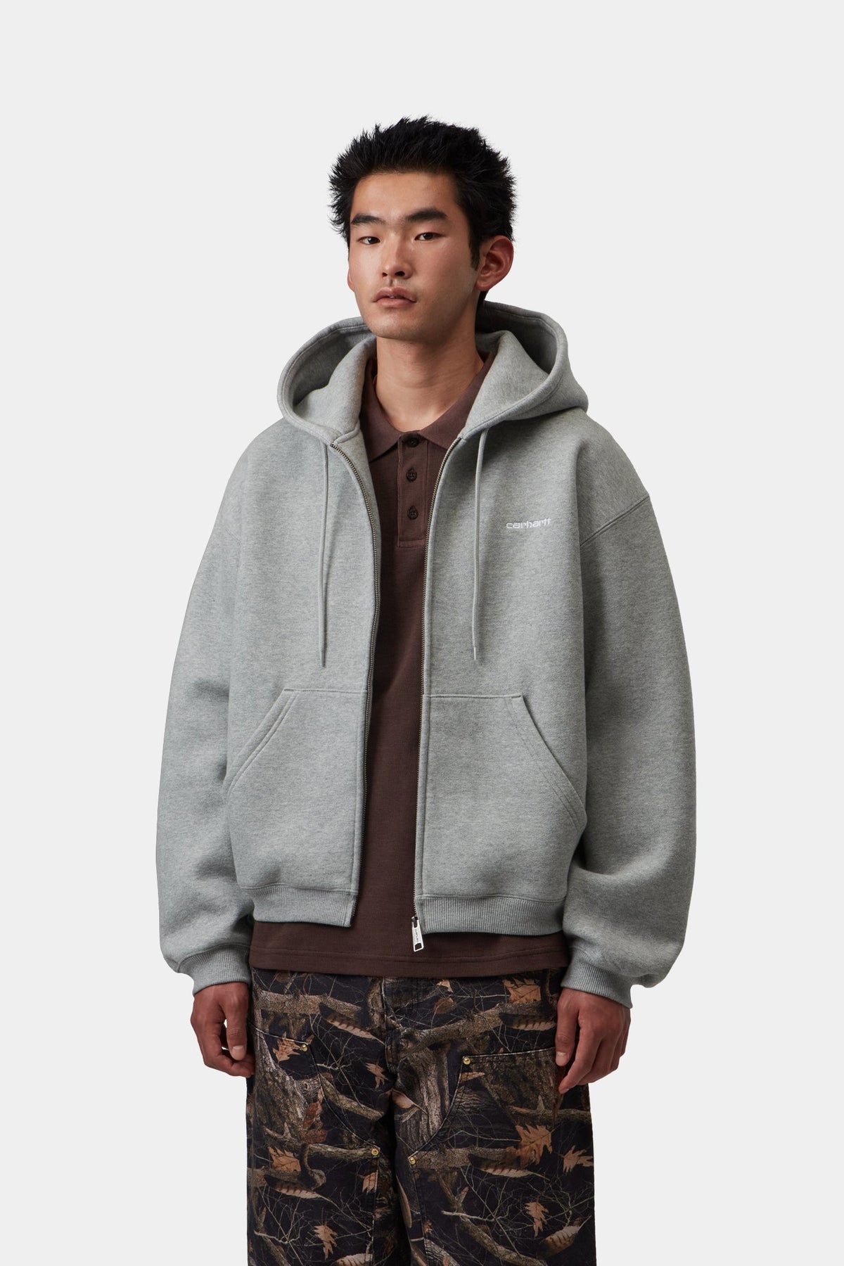 Hooded Ebbert Jacket - Grey Heather / White