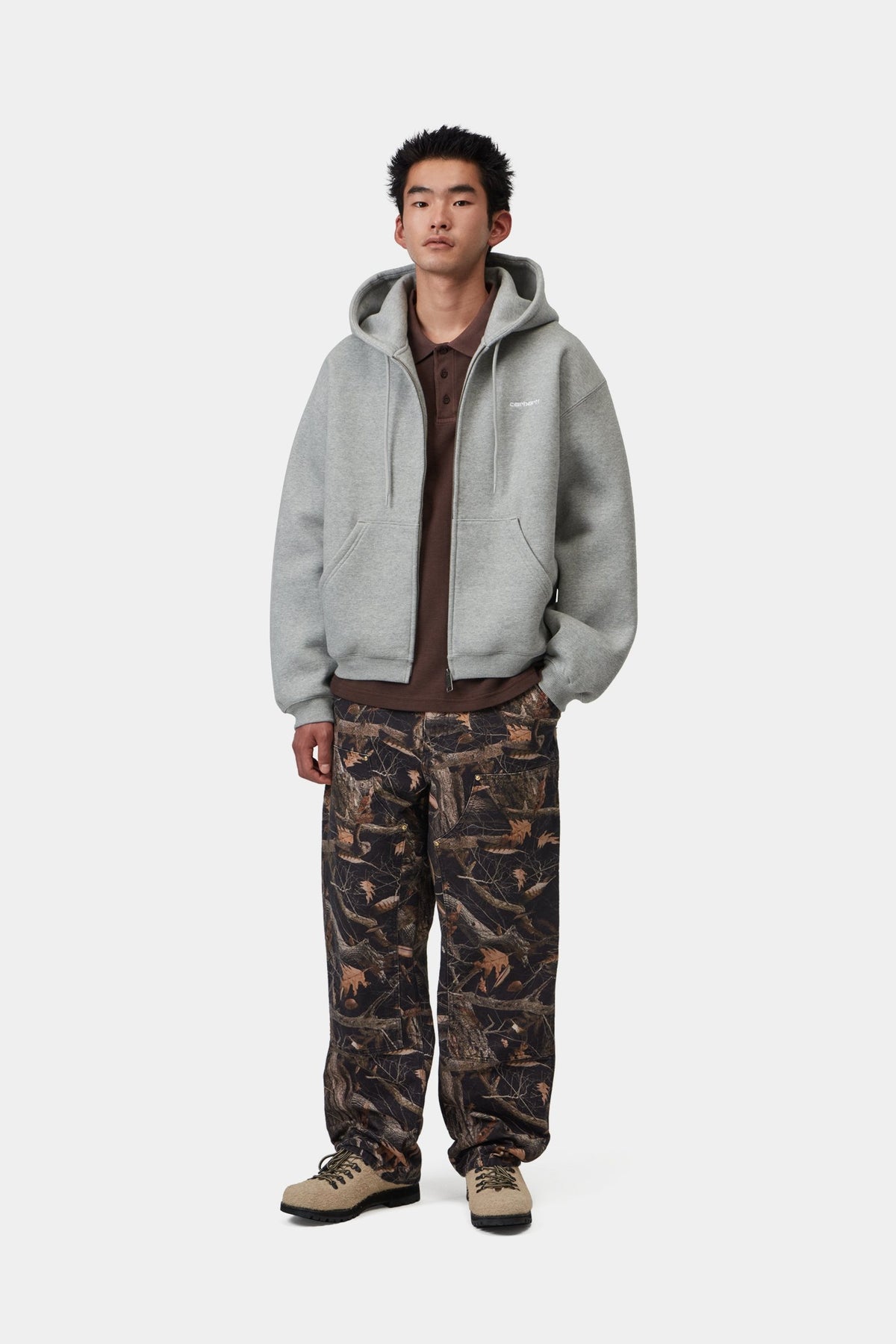 Hooded Ebbert Jacket - Grey Heather / White