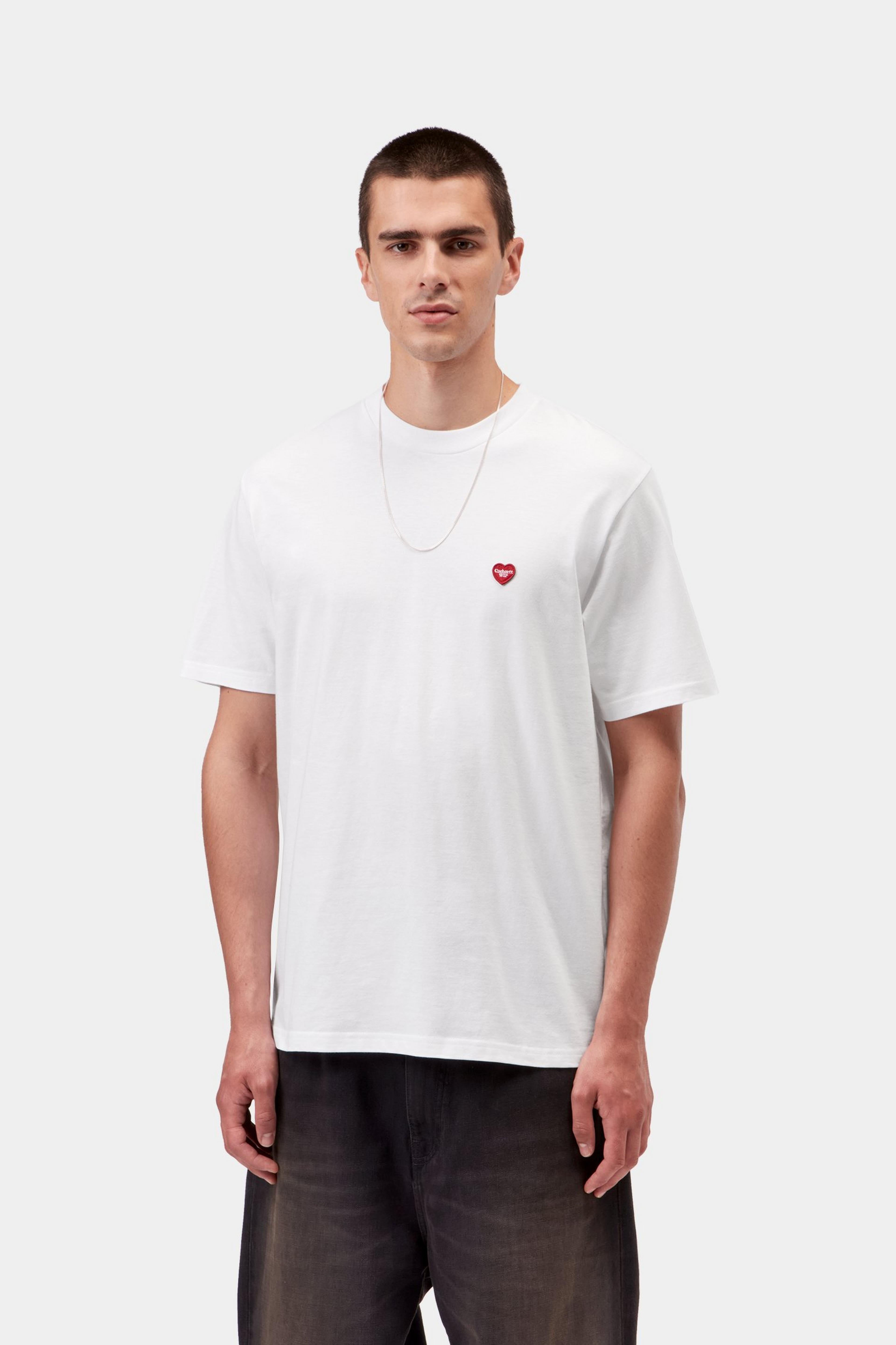 S/S Small Heart T-Shirt - White / Red