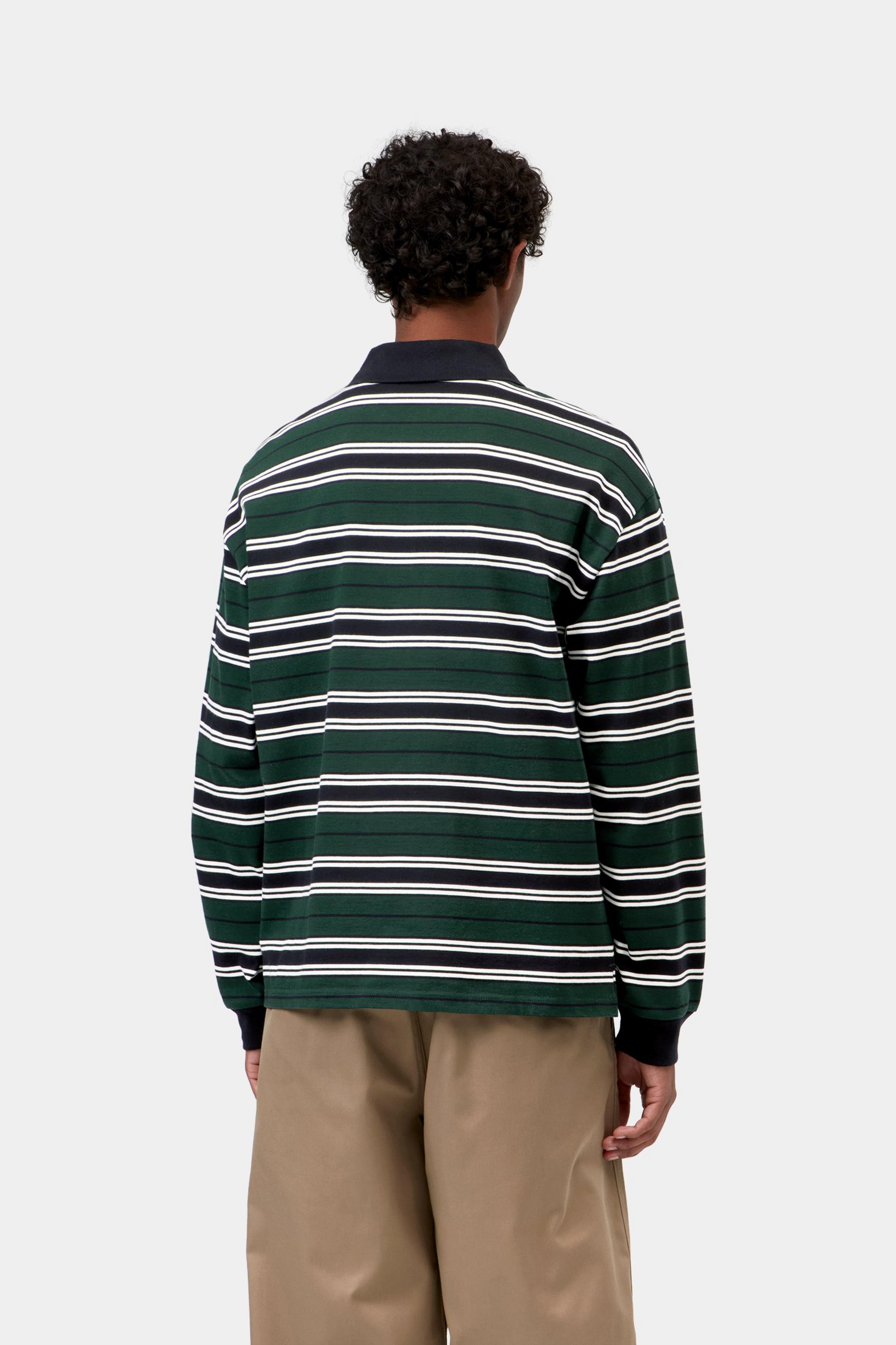 L/S Devitt Rugby Shirt - Devitt Stripe, Dark Scarab