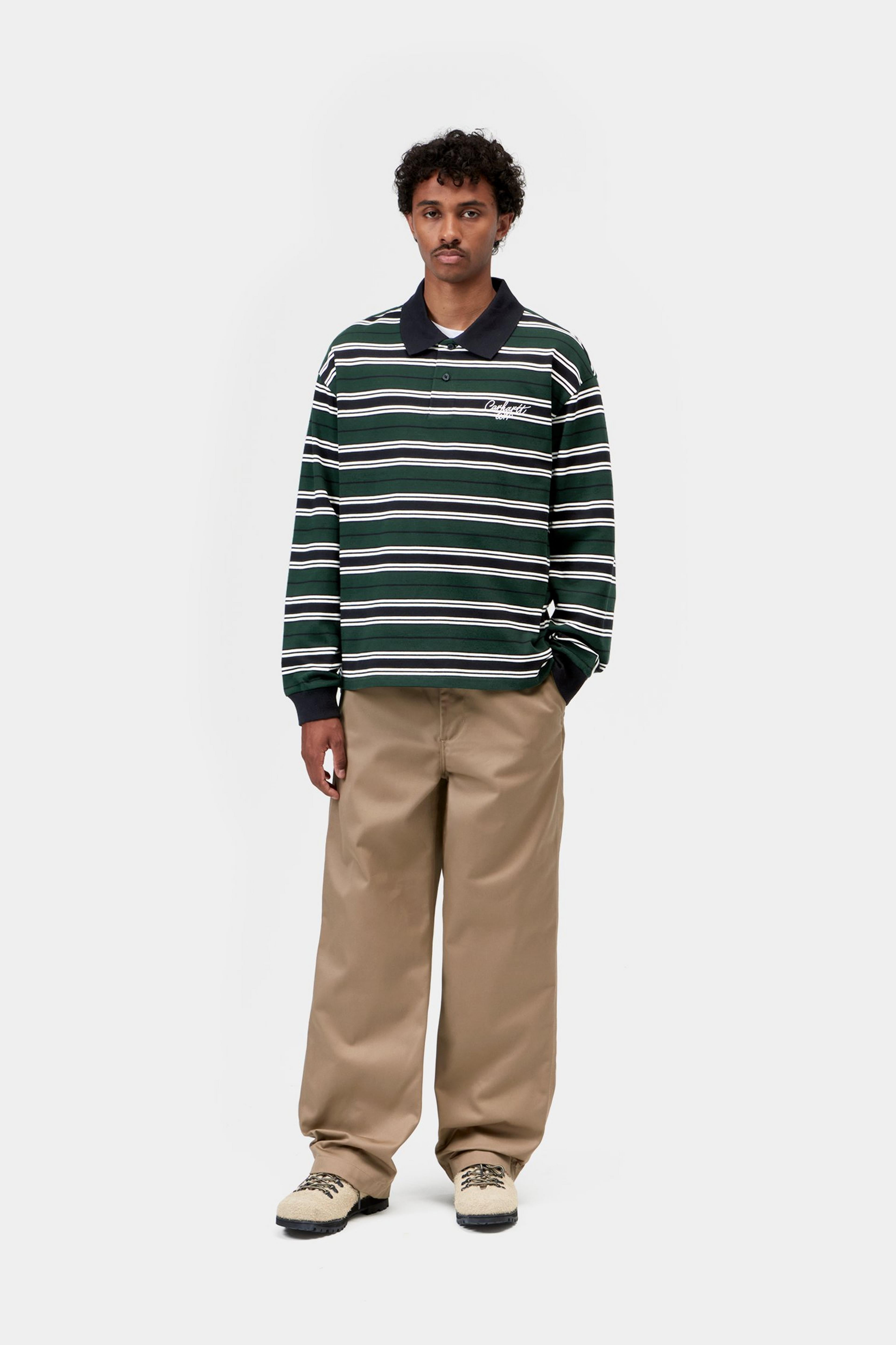 L/S Devitt Rugby Shirt - Devitt Stripe, Dark Scarab