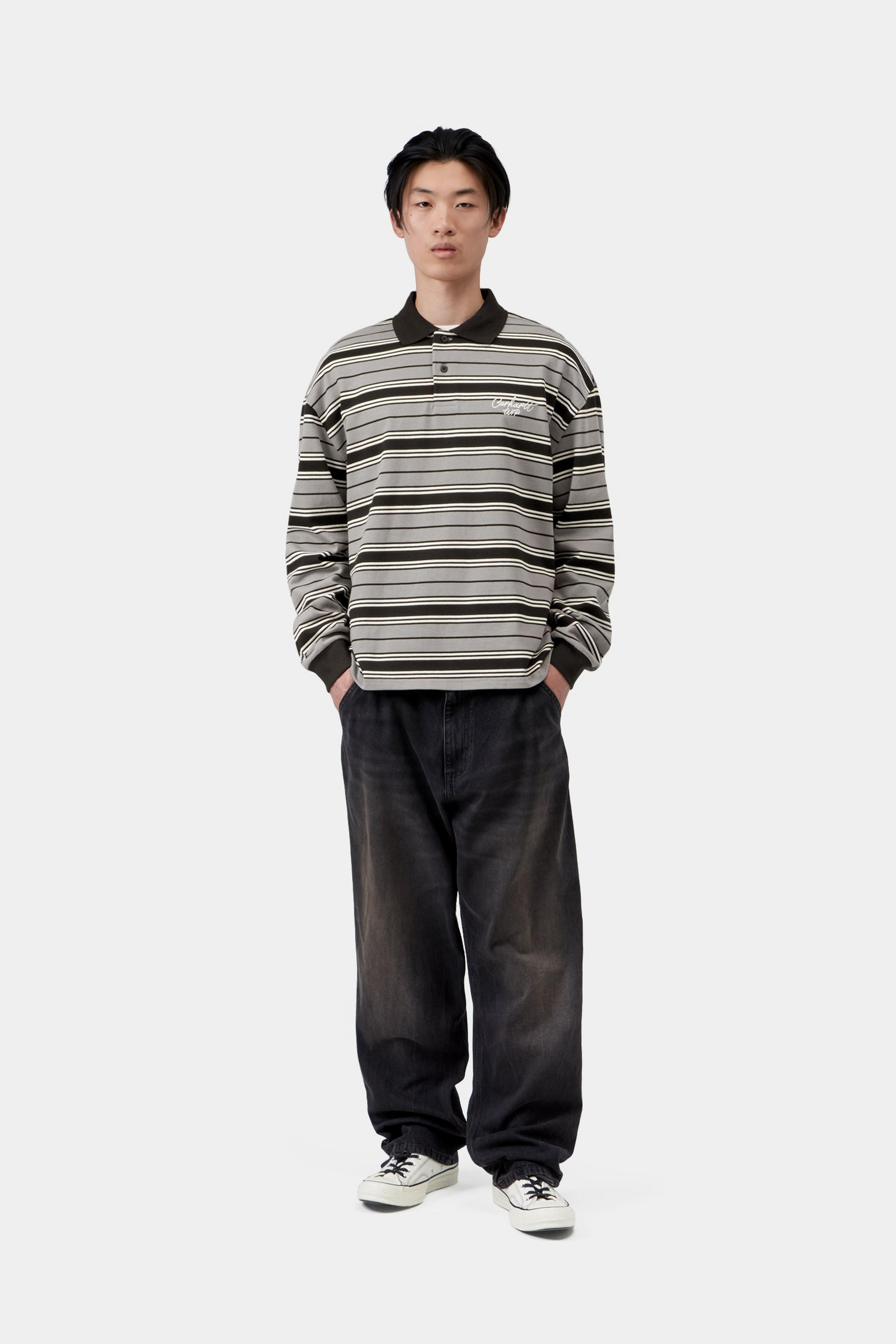 L/S Devitt Rugby Shirt - Devitt Stripe, Shady Grey