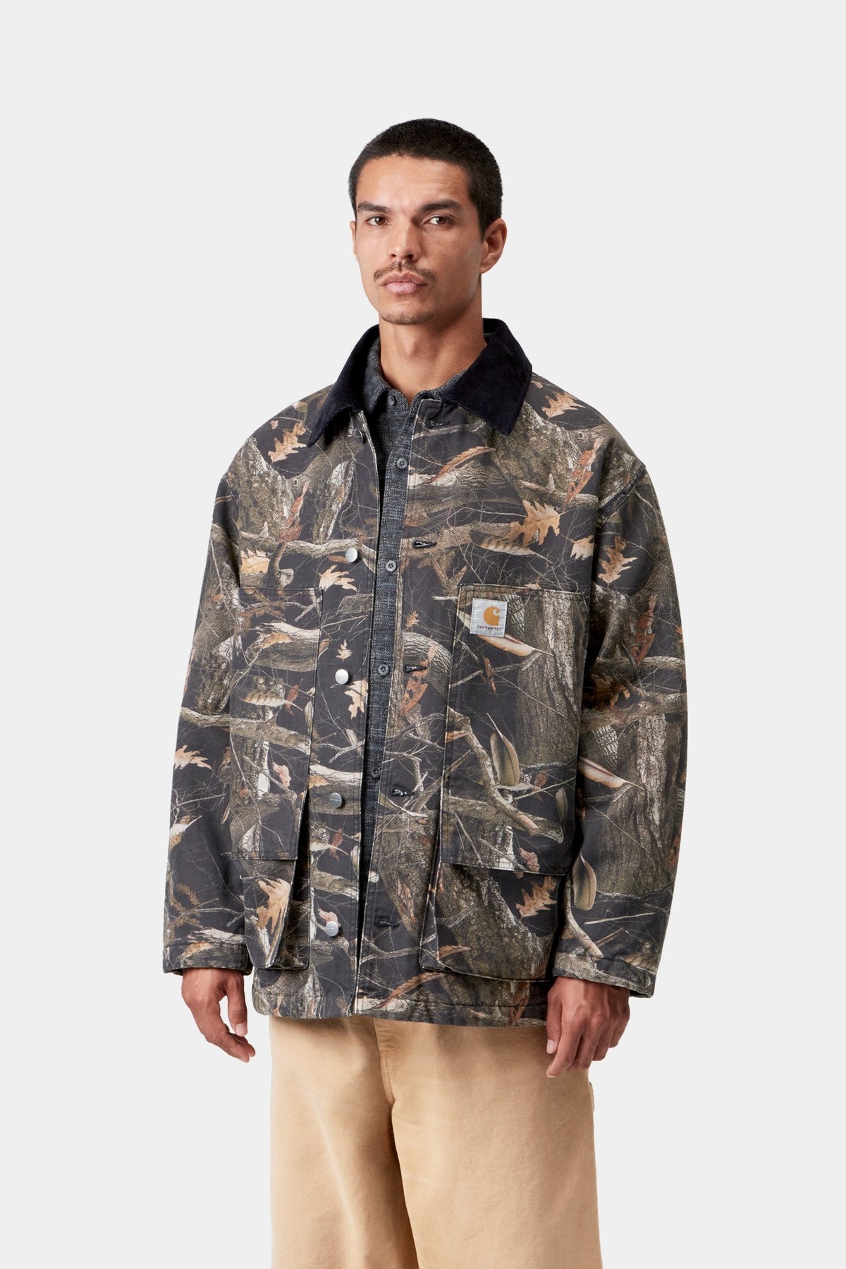 Lander Coat - Camo Feather Tree, Black / Black stone washed