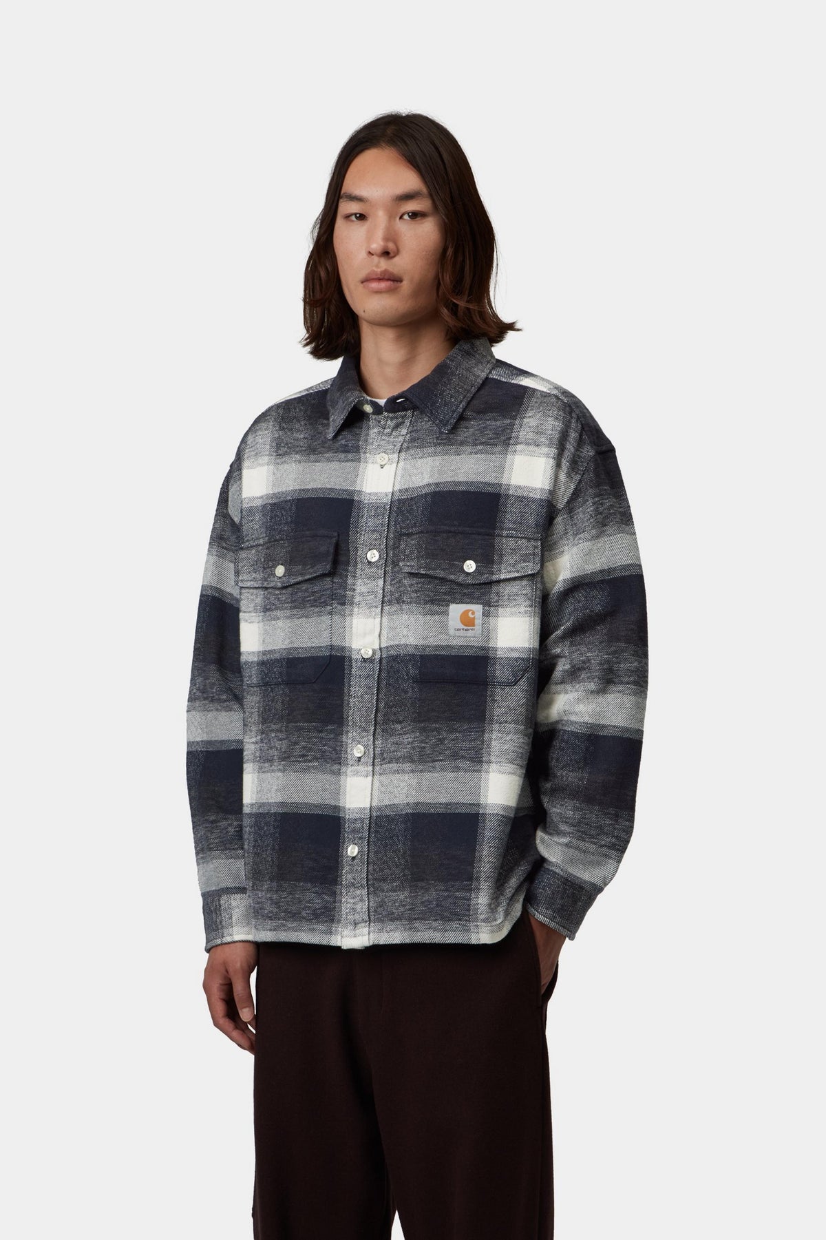 L/S Esterson Shirt - Esterson Check, Dark Navy
