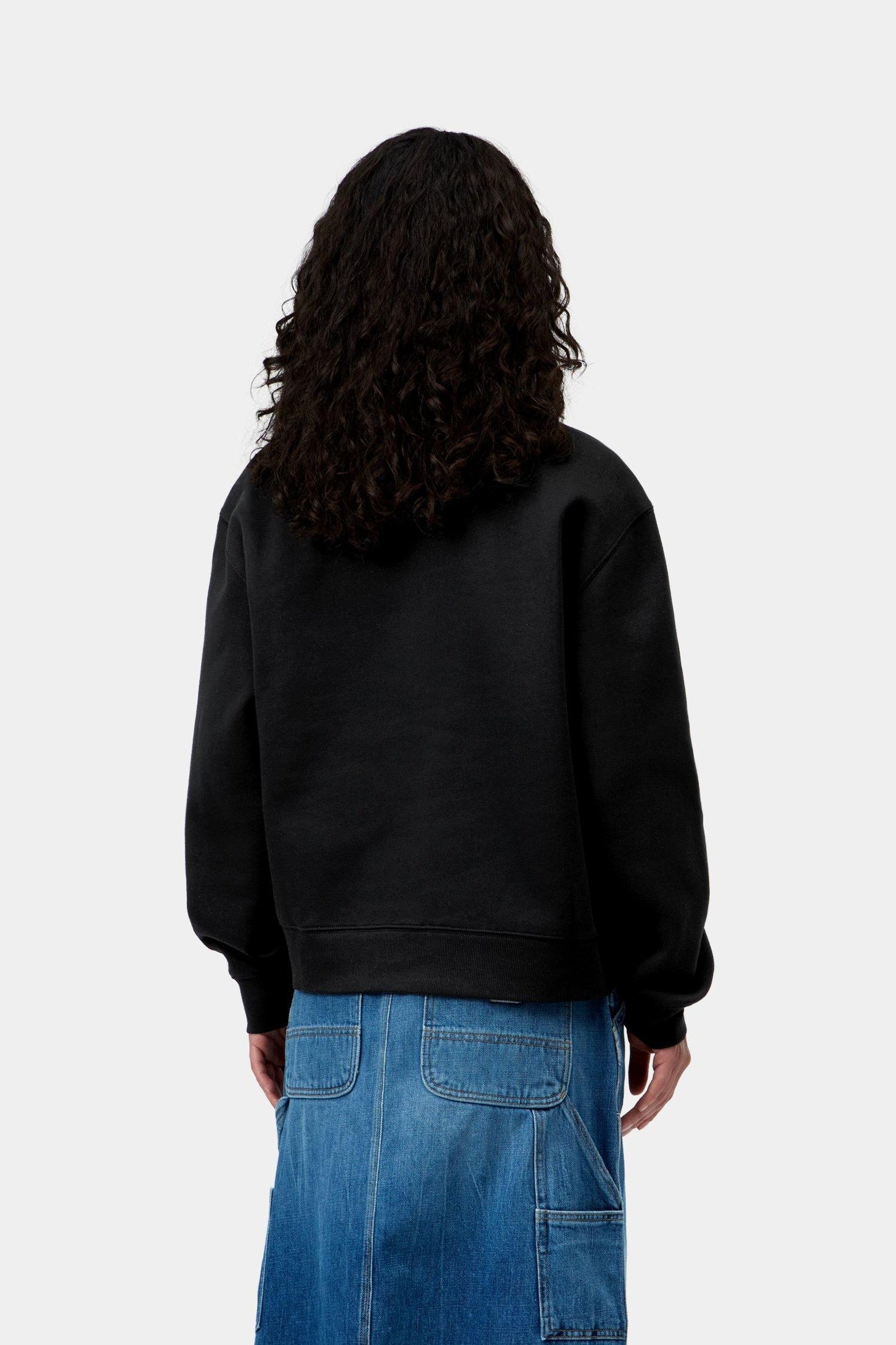W' Small Heart Patch Sweatshirt - Black / Black 3